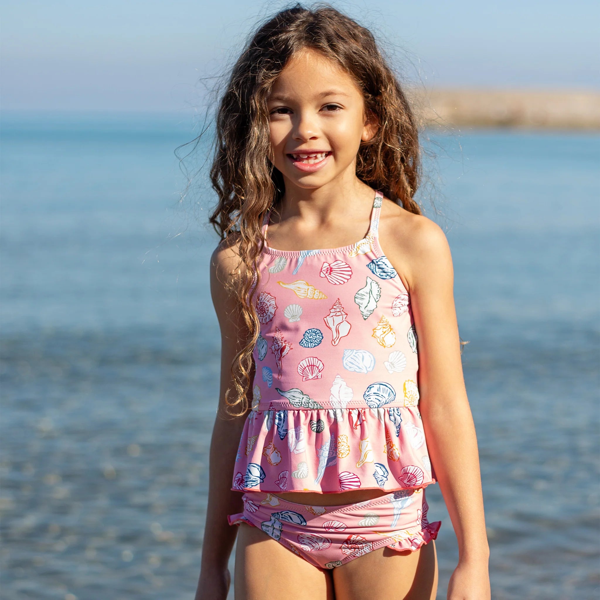 Girls Joy Tankini in Pink Seashells
