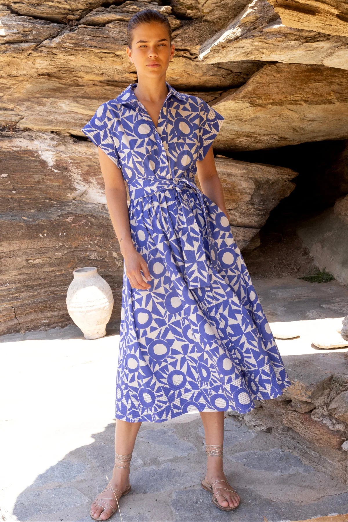 BELTED SHIRT DRESS- ECLIPSE BLUE