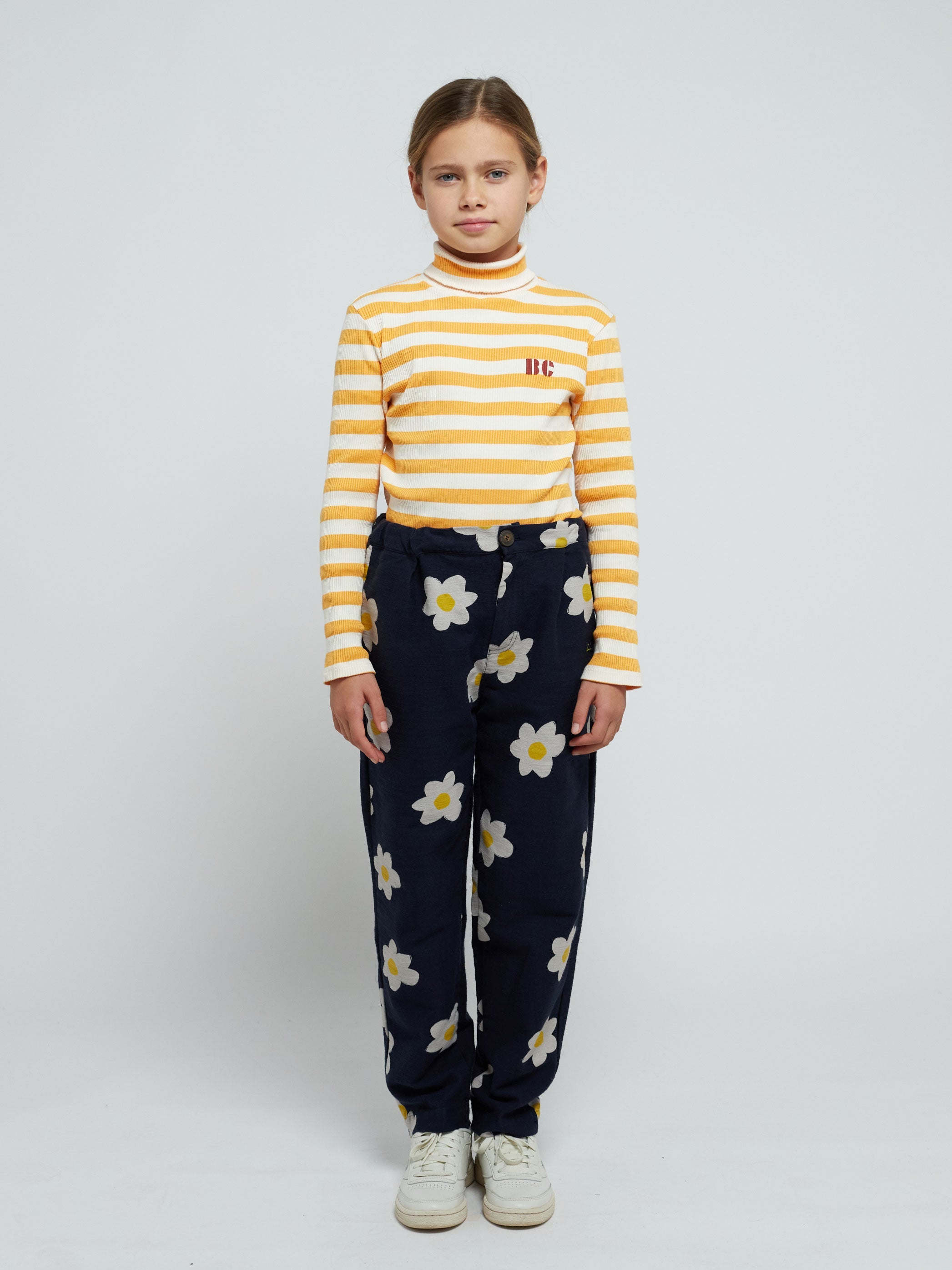 YELLOW STRIPES TURTLE NECK T-SHIRT