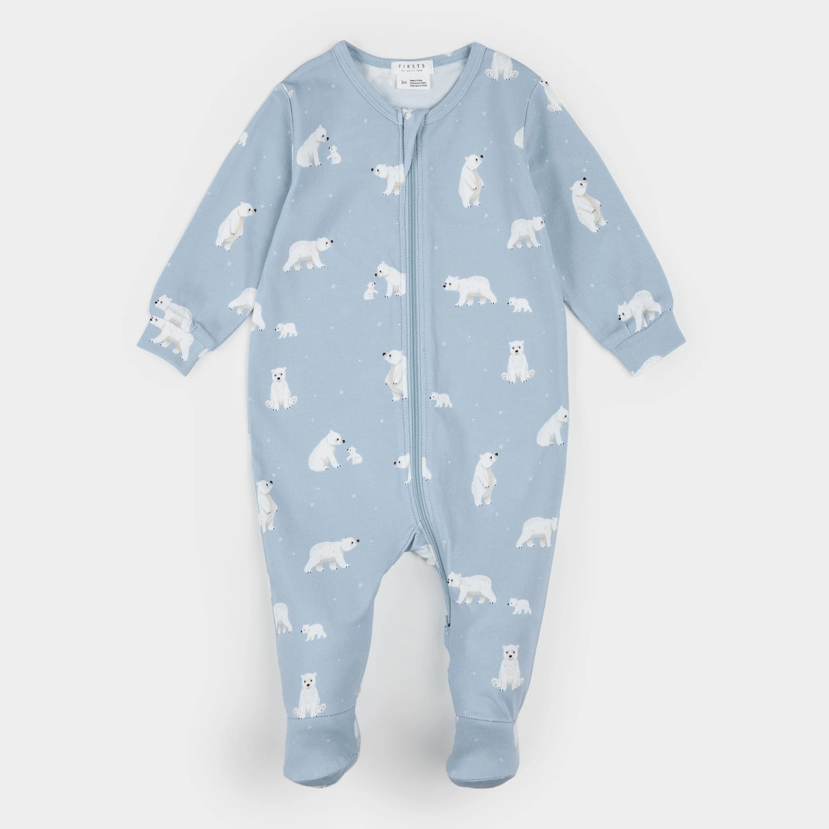 Polar Bear Family Print on Arctic Blue LunaKnit Sleeper