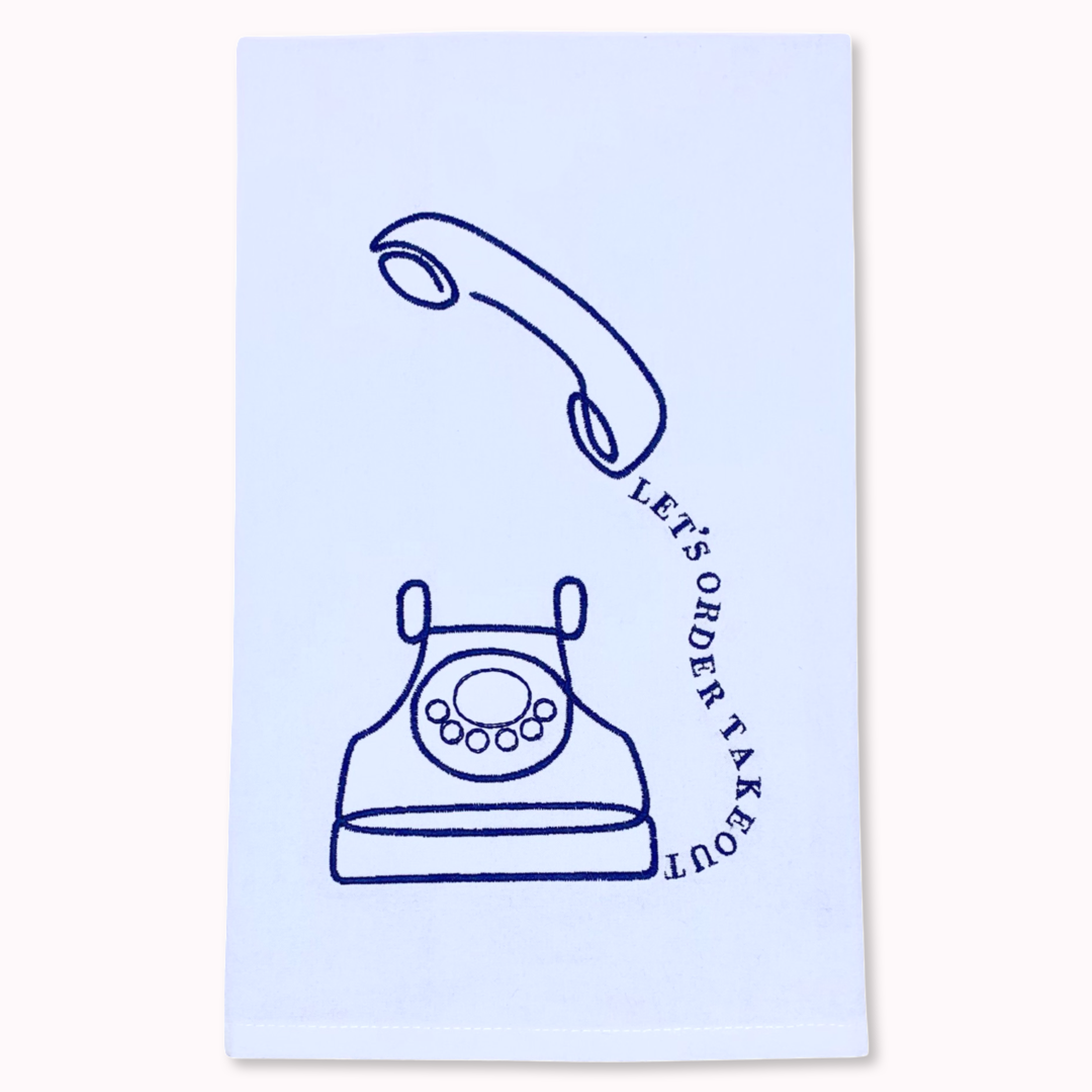 Let's Order Takeout Embroidered Tea Towel