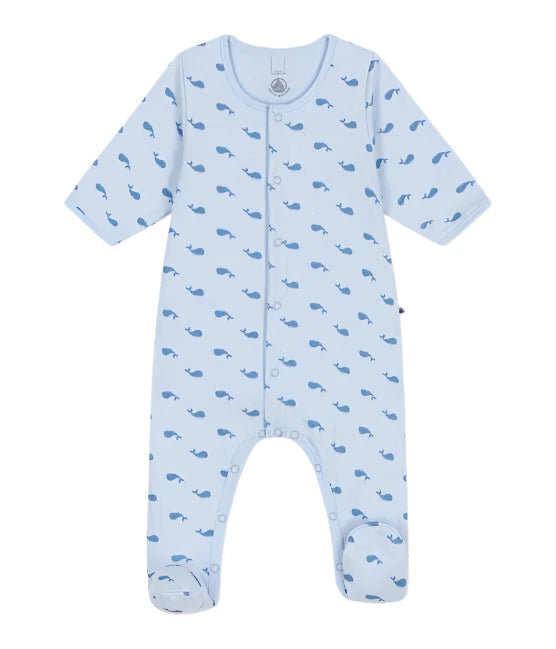 Baby Boy Whale Print Footie With Attached Bodysuit