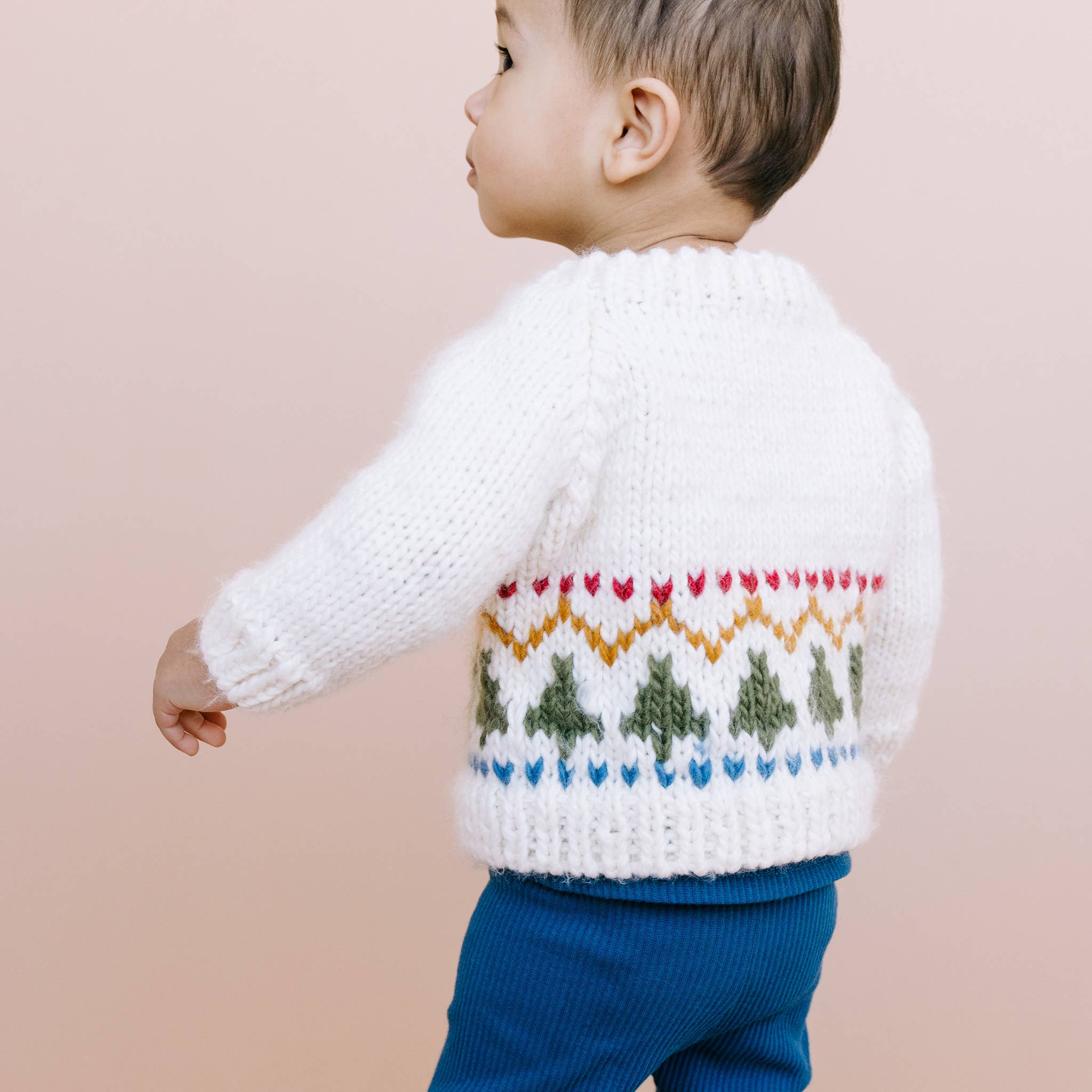 Holiday Tree Fair Isle Cardigan Kids Baby Sweater Winter