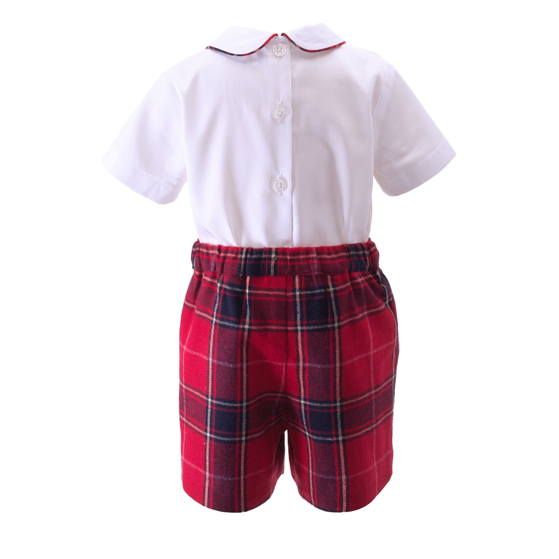 RED TARTAN SHIRT AND SHORTS SET