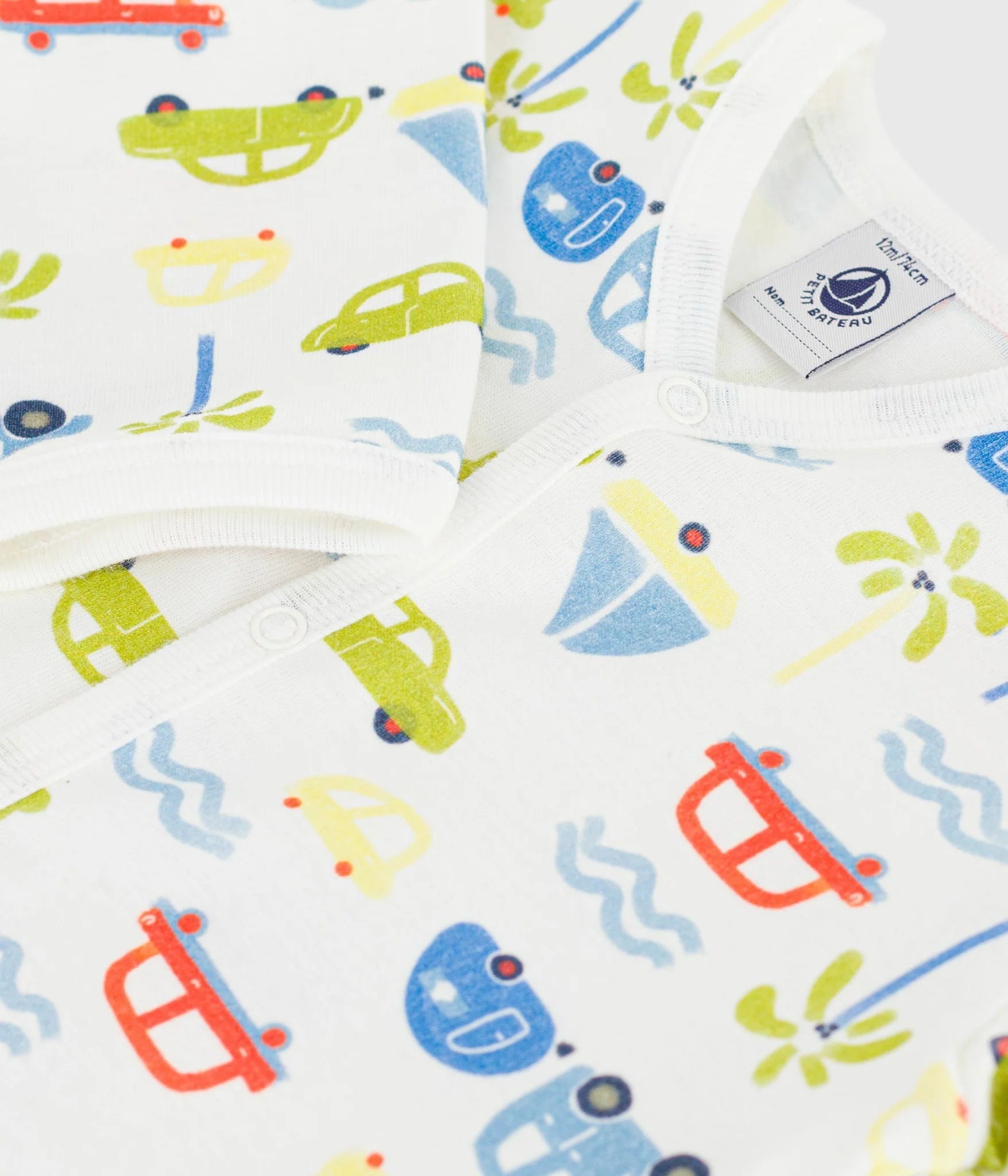 Baby boy front snap cars print footie