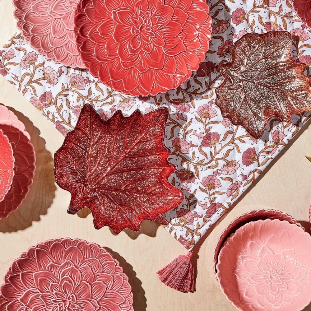 Autumn Blush Quilted Double-Sided Reversible Table Runner with Tassels