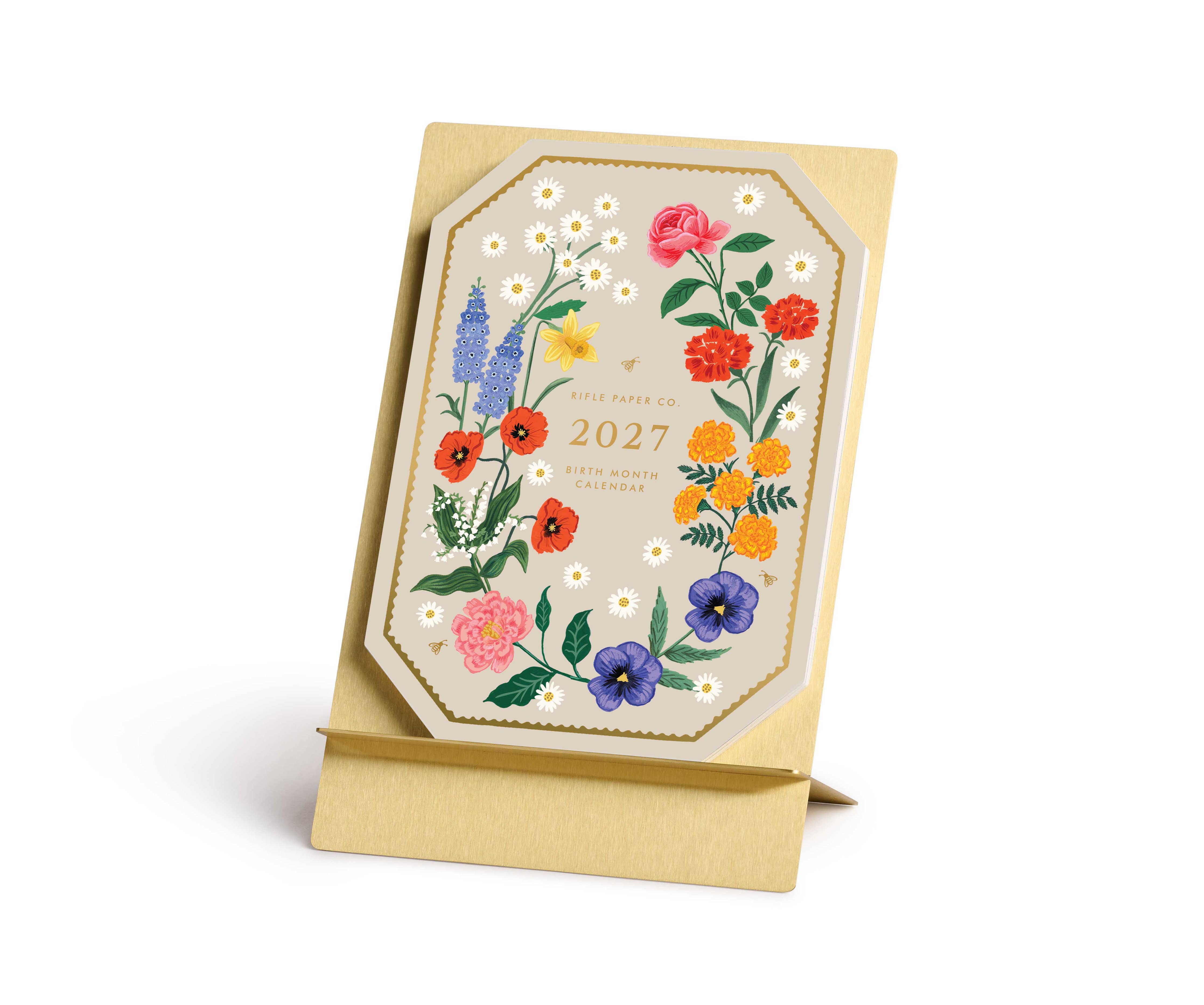 2027 Birth Month Brass Easel Desk Calendar