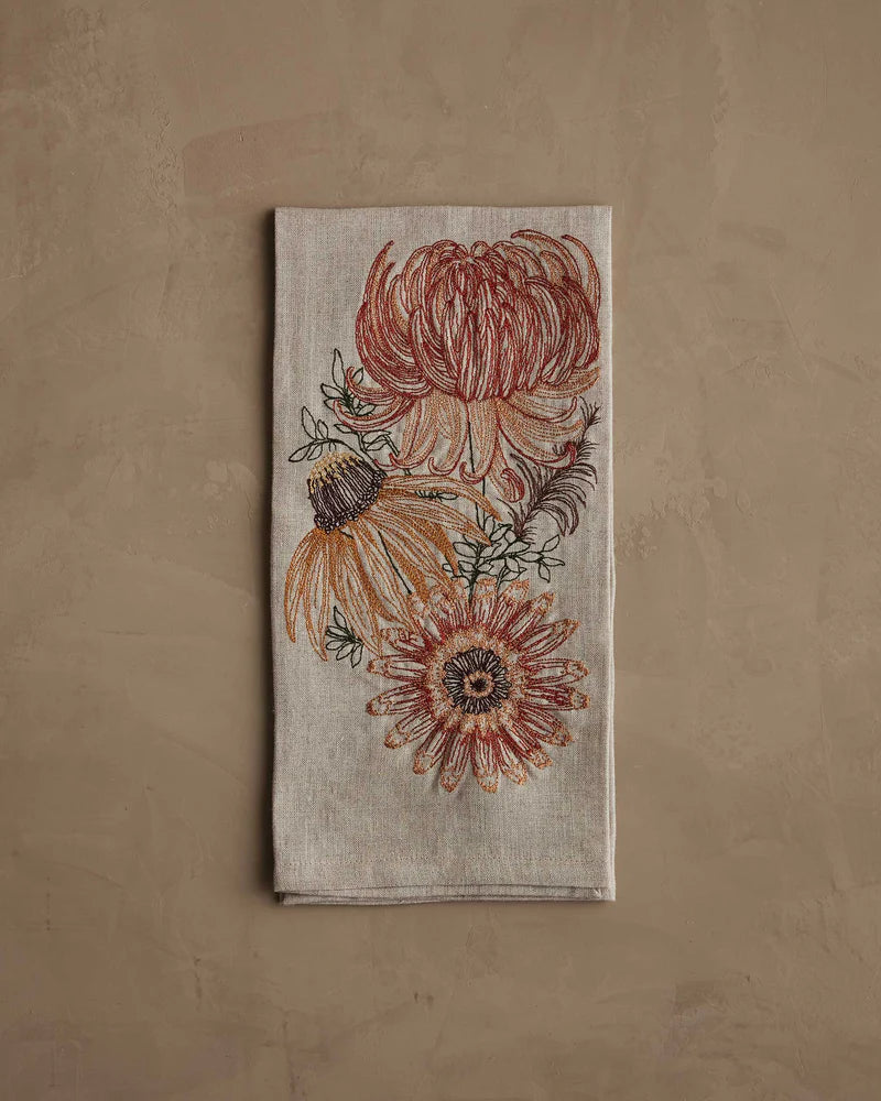 Autumn Mums Tea Towel