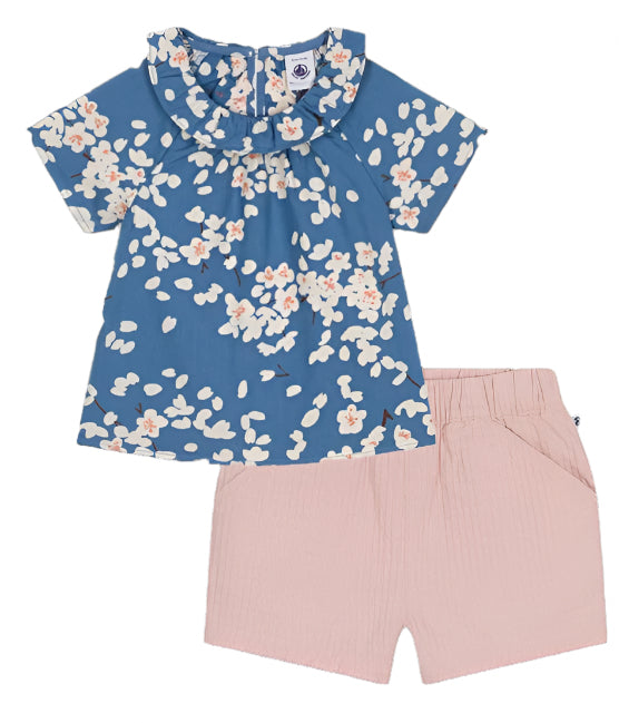 SHORT-SLEEVED POPLIN BLOUSE or Short