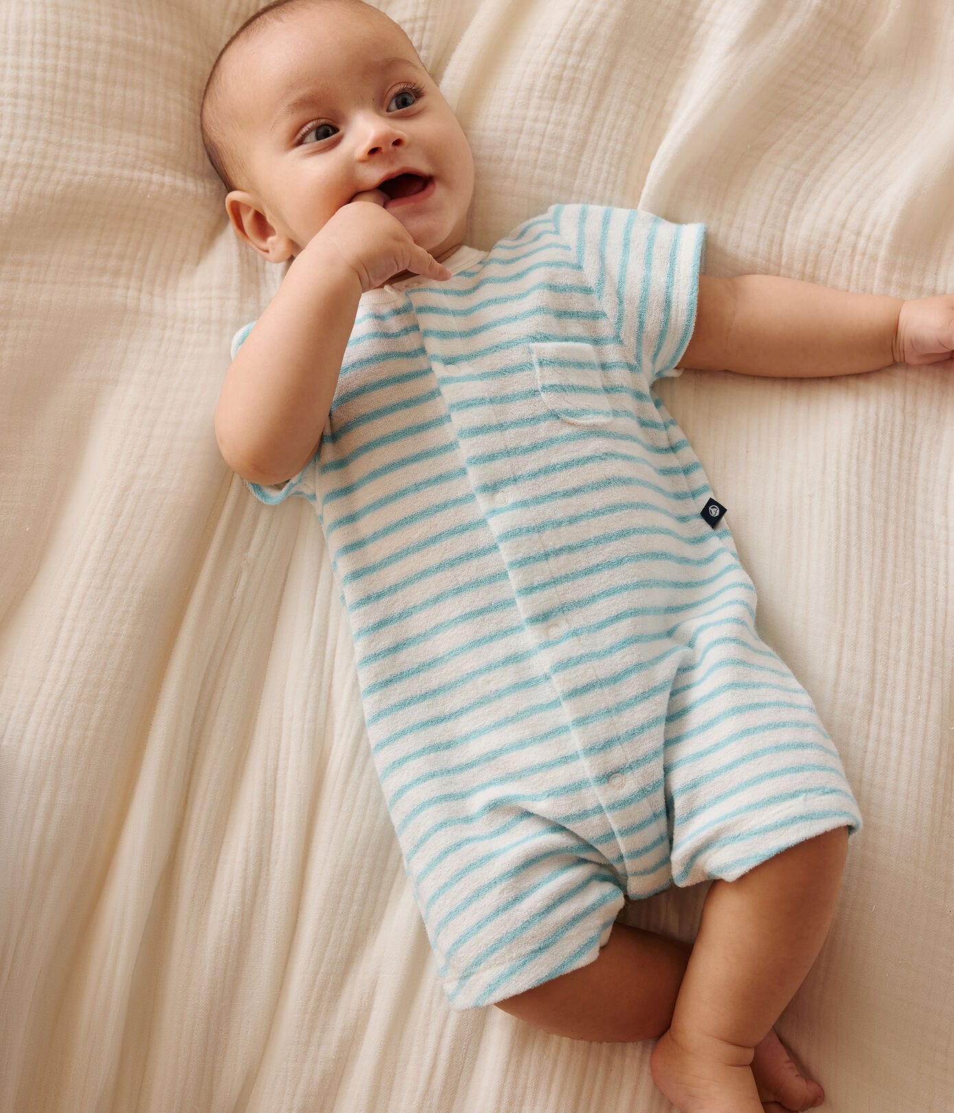 STRIPY COTTON TERRY PLAYSUIT