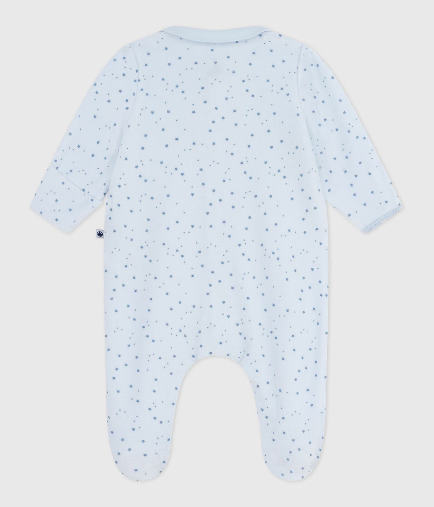 PRINTED VELOUR FOOTIE WITH A COLLAR