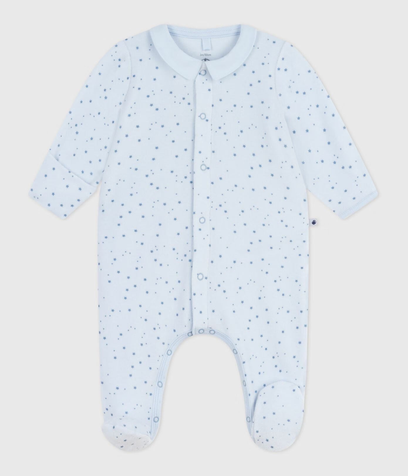 PRINTED VELOUR FOOTIE WITH A COLLAR
