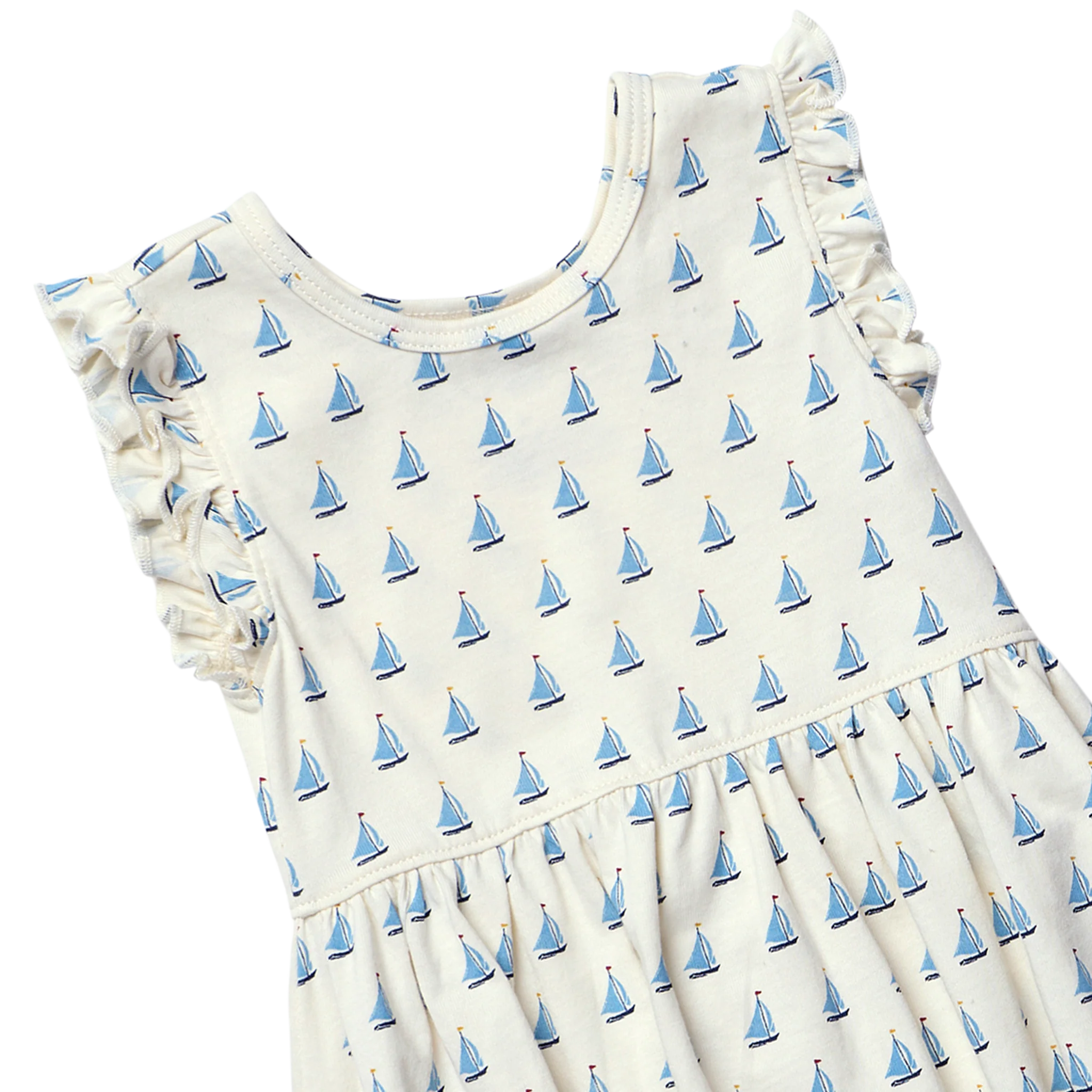 Sunny Ruffle Dress in Sailboat