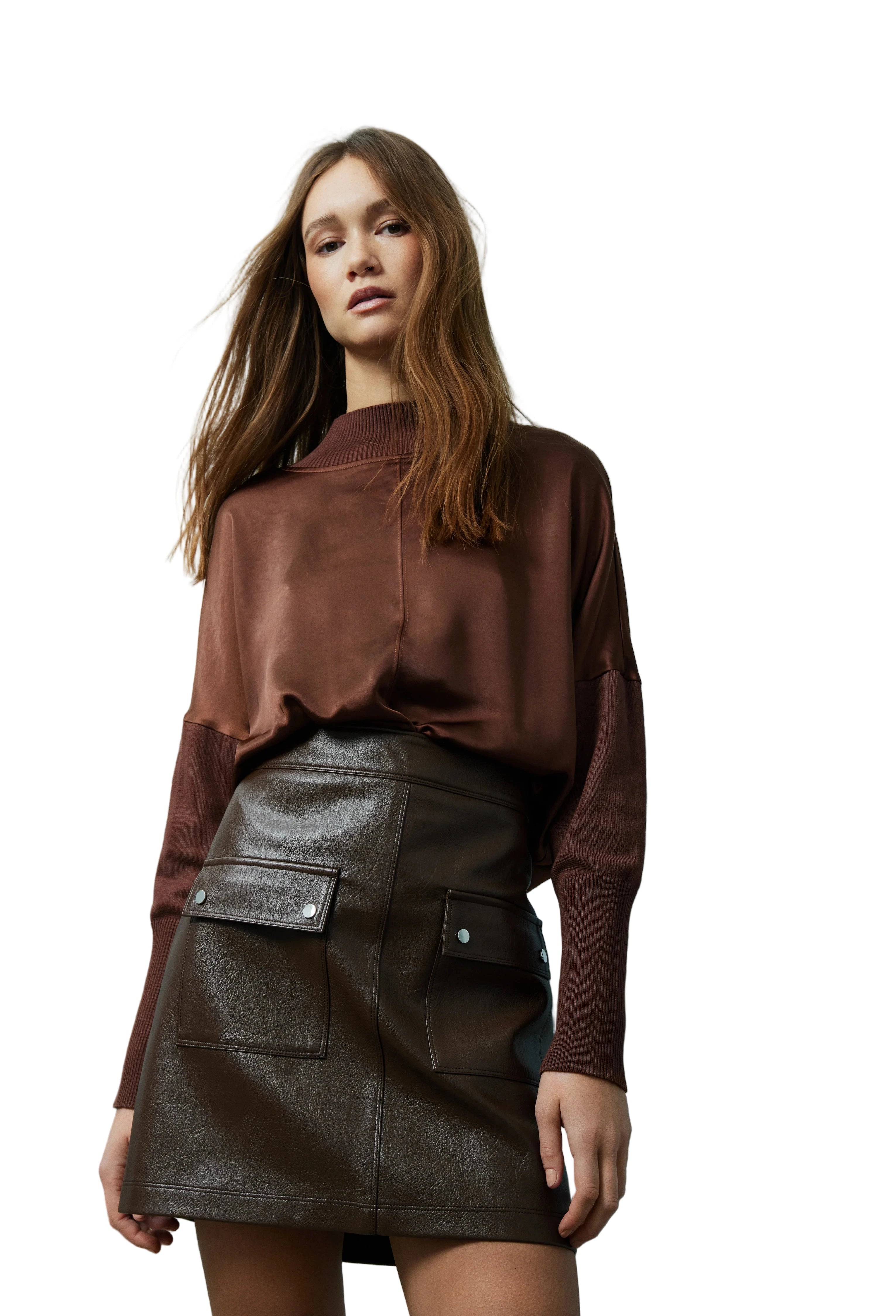 DAMIA FAUX LEATHER SKIRT