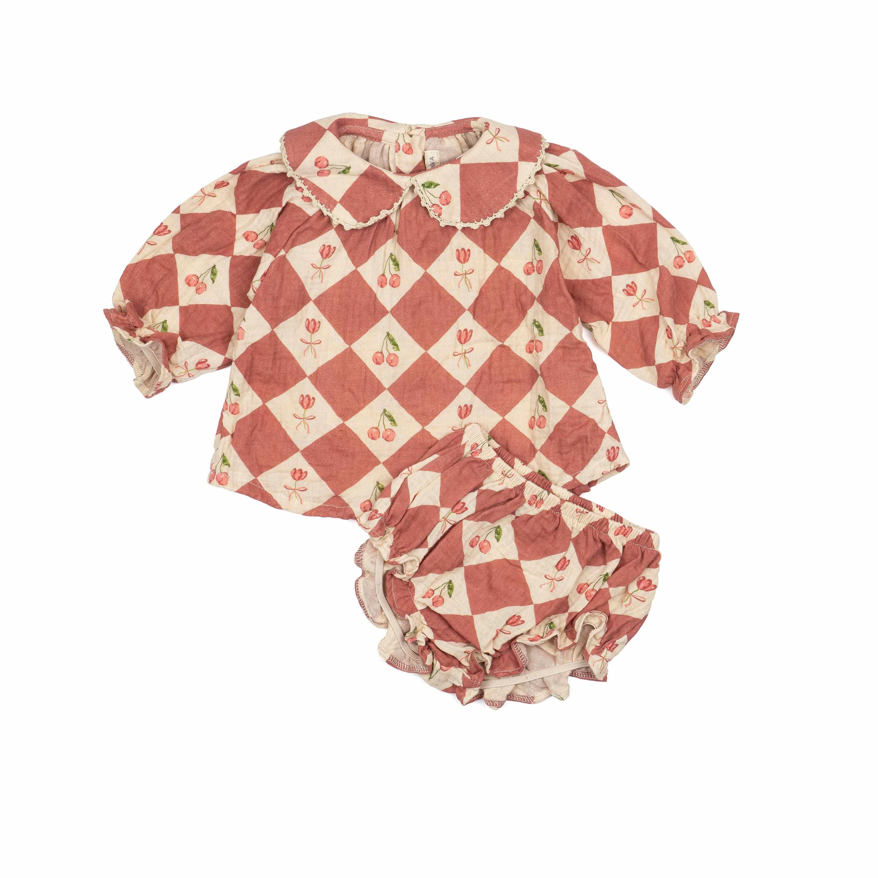 Georgina Set - Cherry Patchwork Crimson