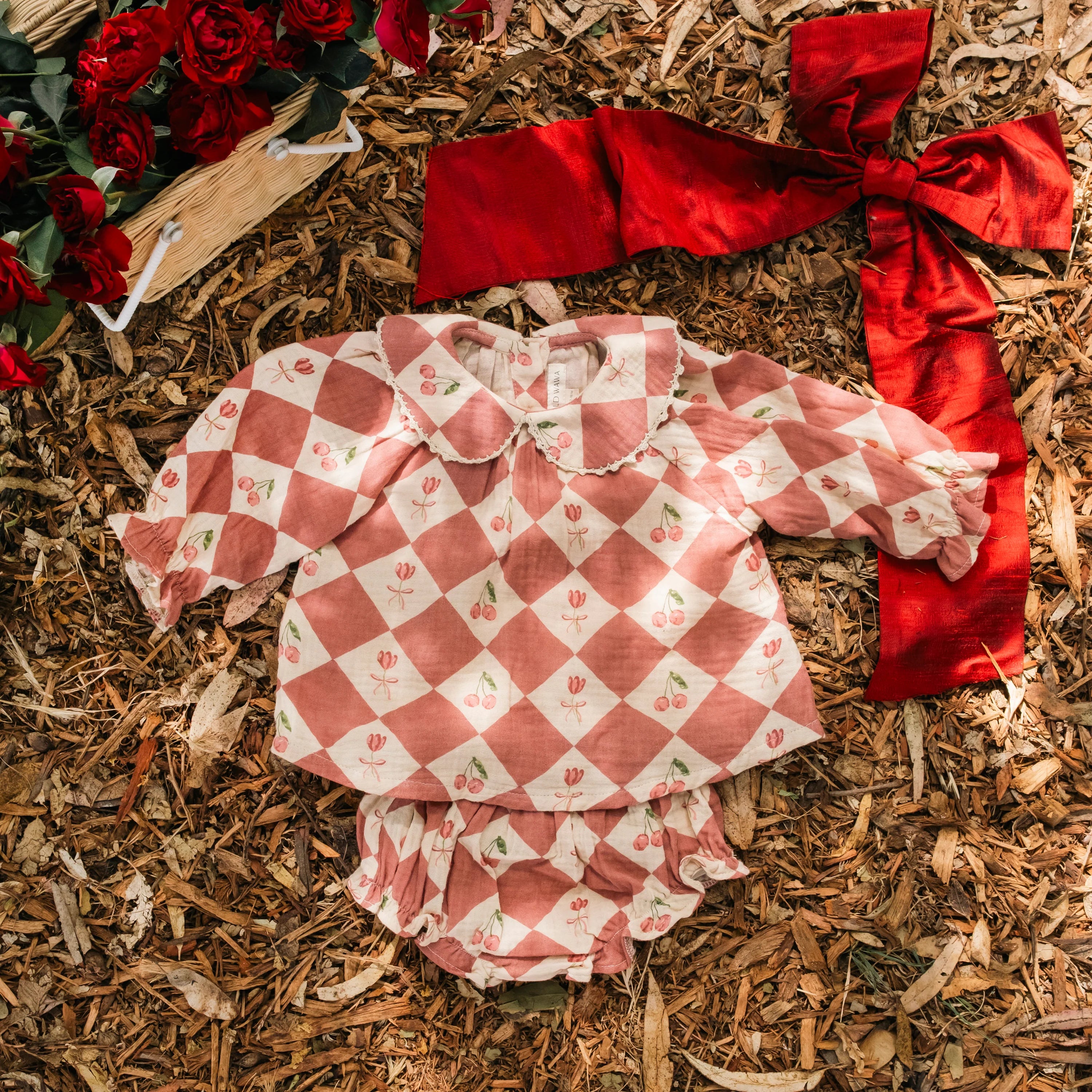 Georgina Set - Cherry Patchwork Crimson