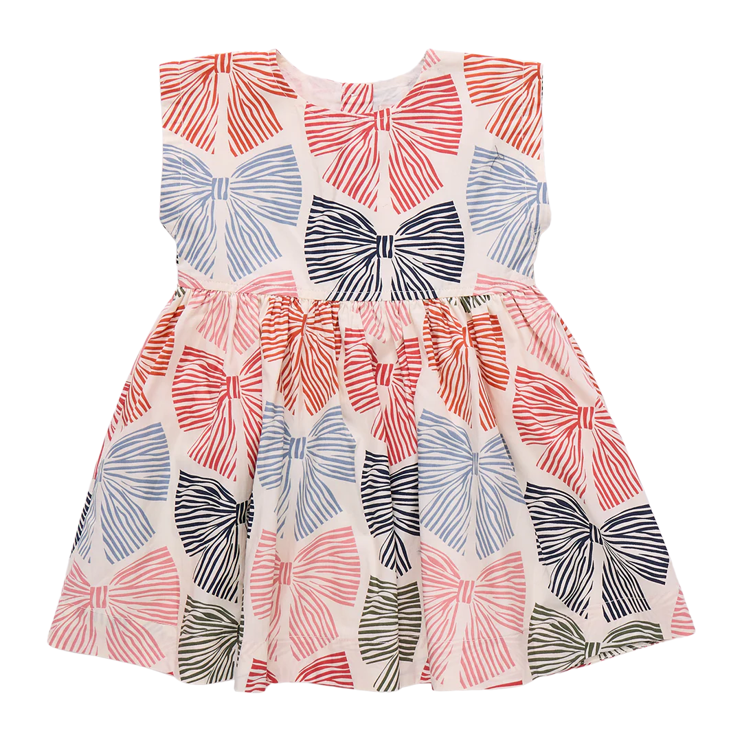 Adaline Dress - Multi Striped Bows