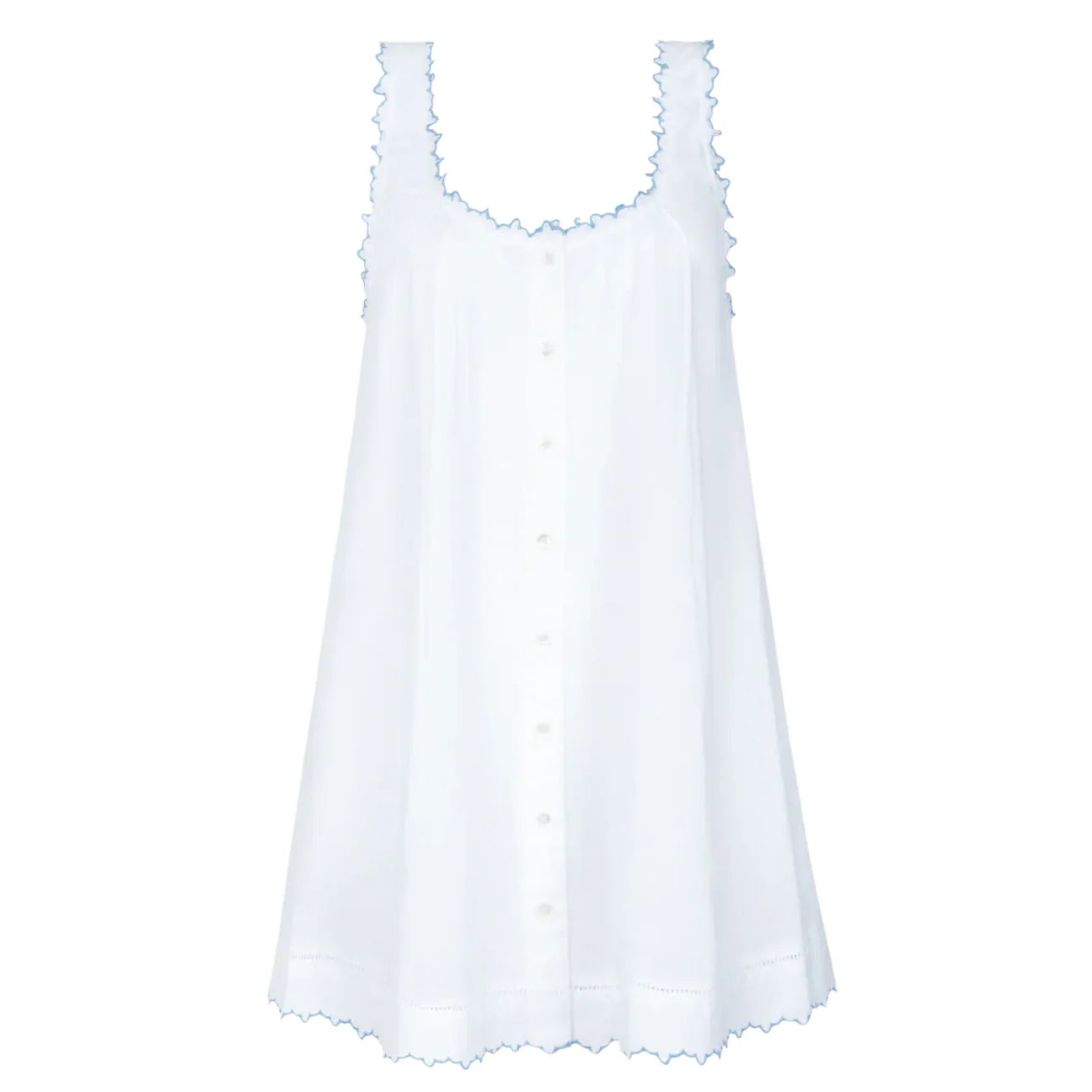 what does an a-line dress look like women's White scalloped button up dress