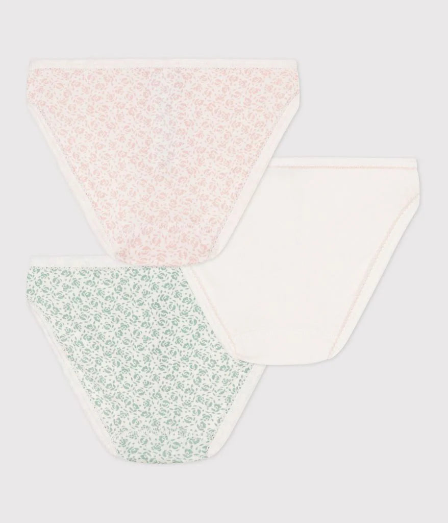 Girl 3 Pack Floral and Solid Underwear