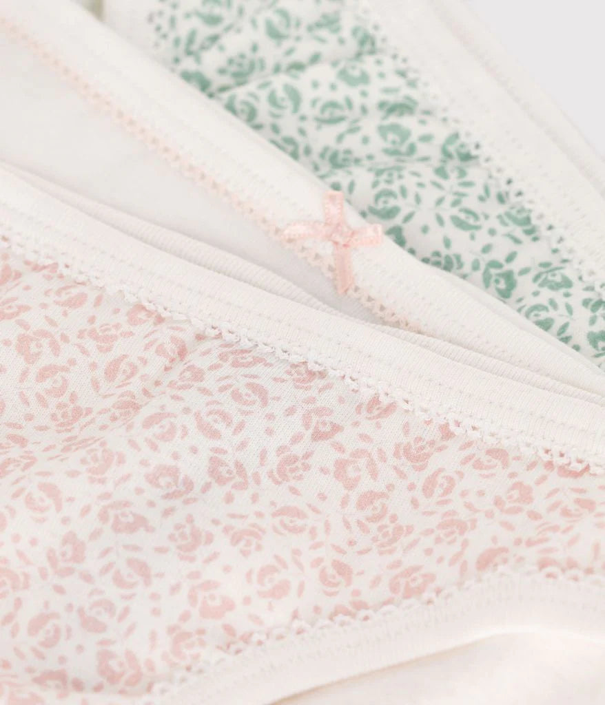 Girl 3 Pack Floral and Solid Underwear