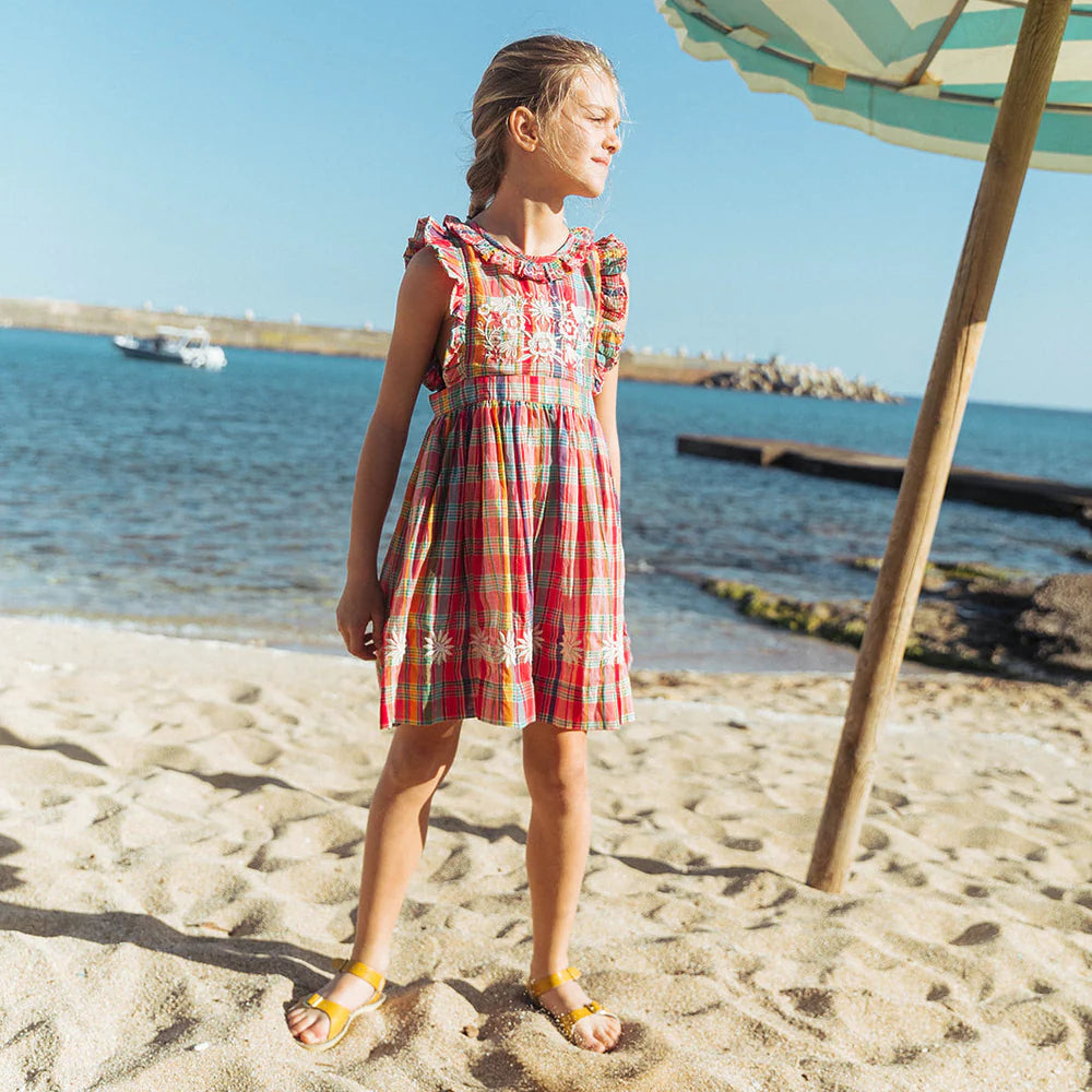 MINI CLOVER DRESS, RED MADRAS PLAID