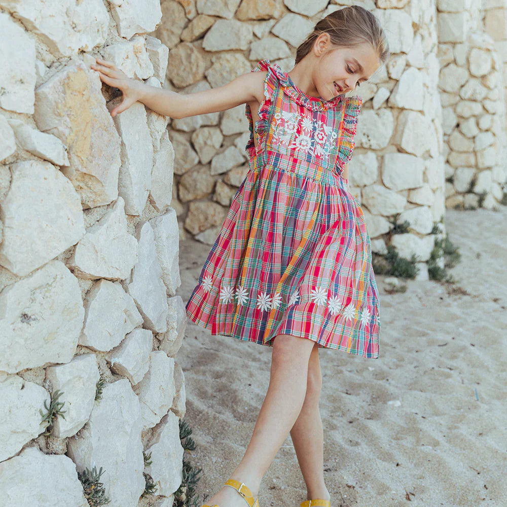 MINI CLOVER DRESS, RED MADRAS PLAID