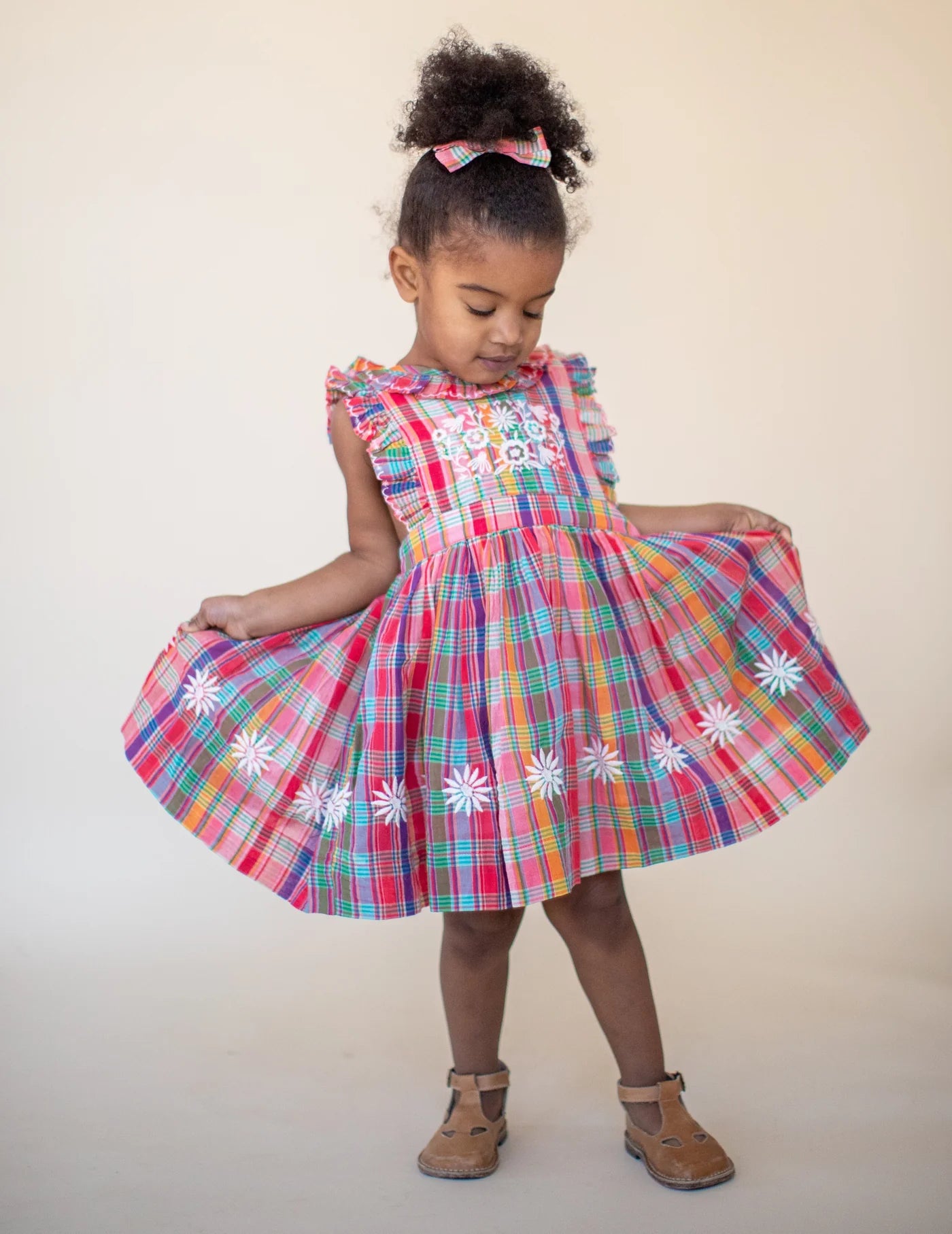 MINI CLOVER DRESS, RED MADRAS PLAID