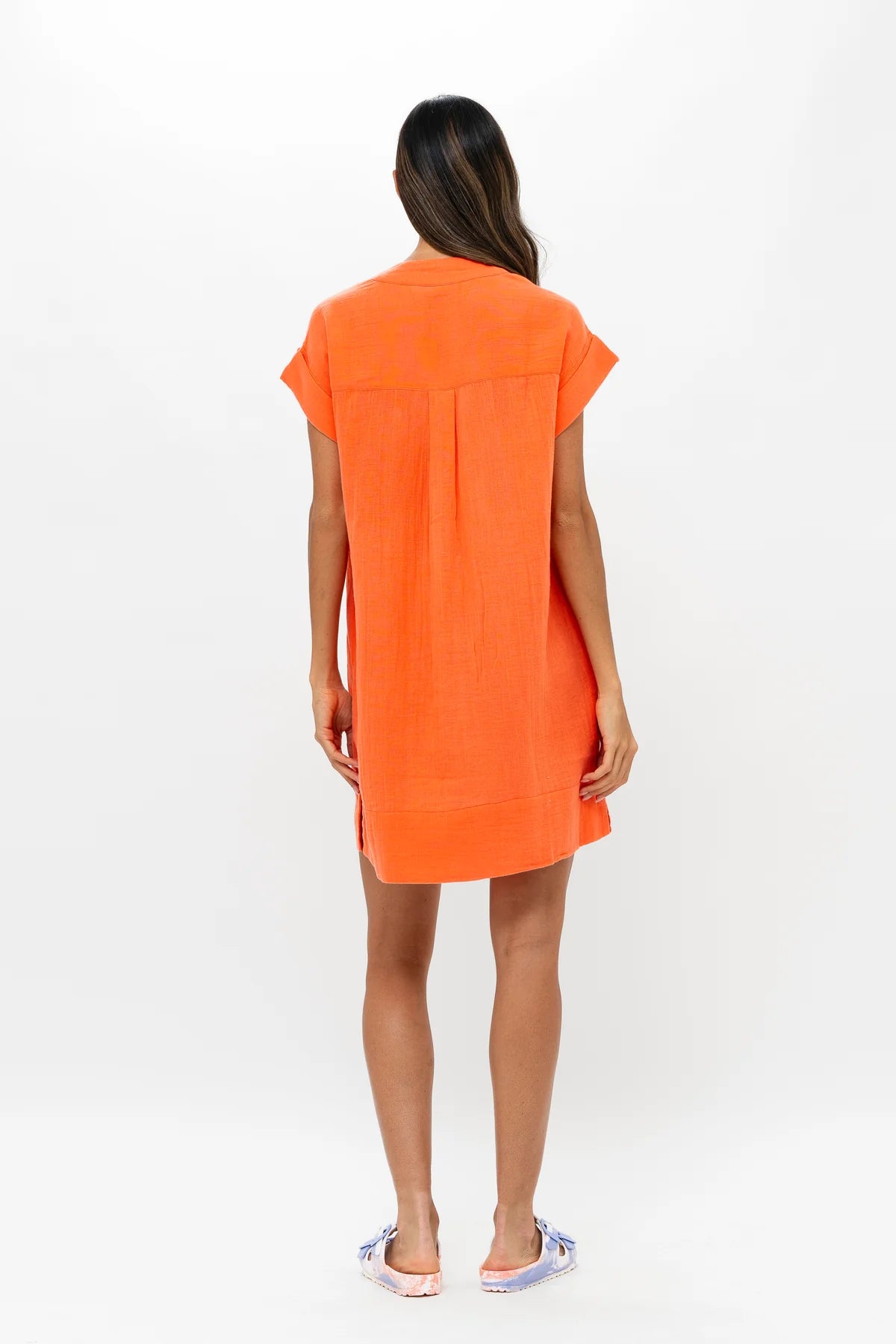 V-NECK ROLL SLEEVE MINI- BAHAMA ORANG