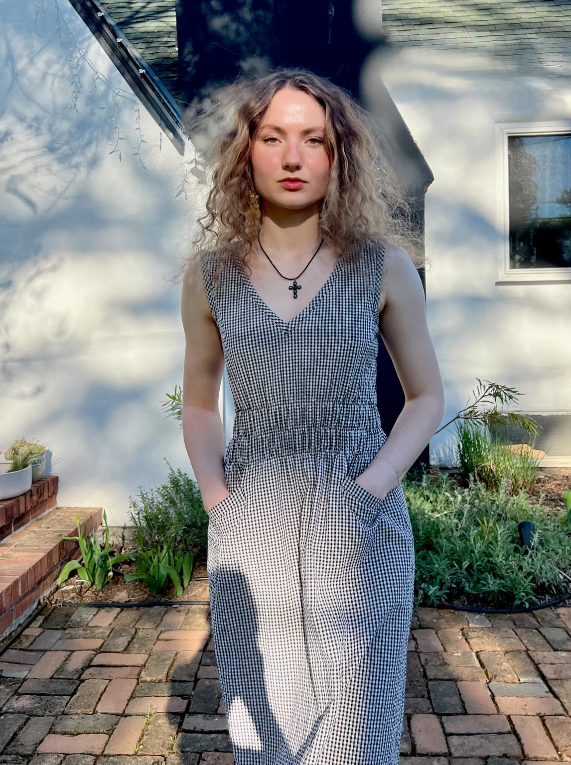 fiji dress - b&w seersucker