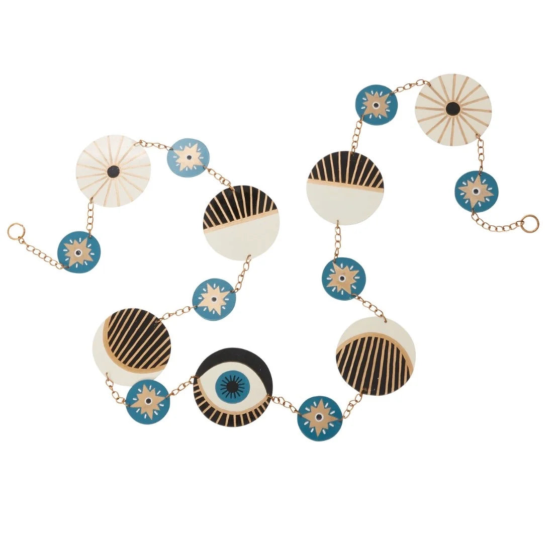Evil Eye Garland, Metal, Blues, Blacks and White