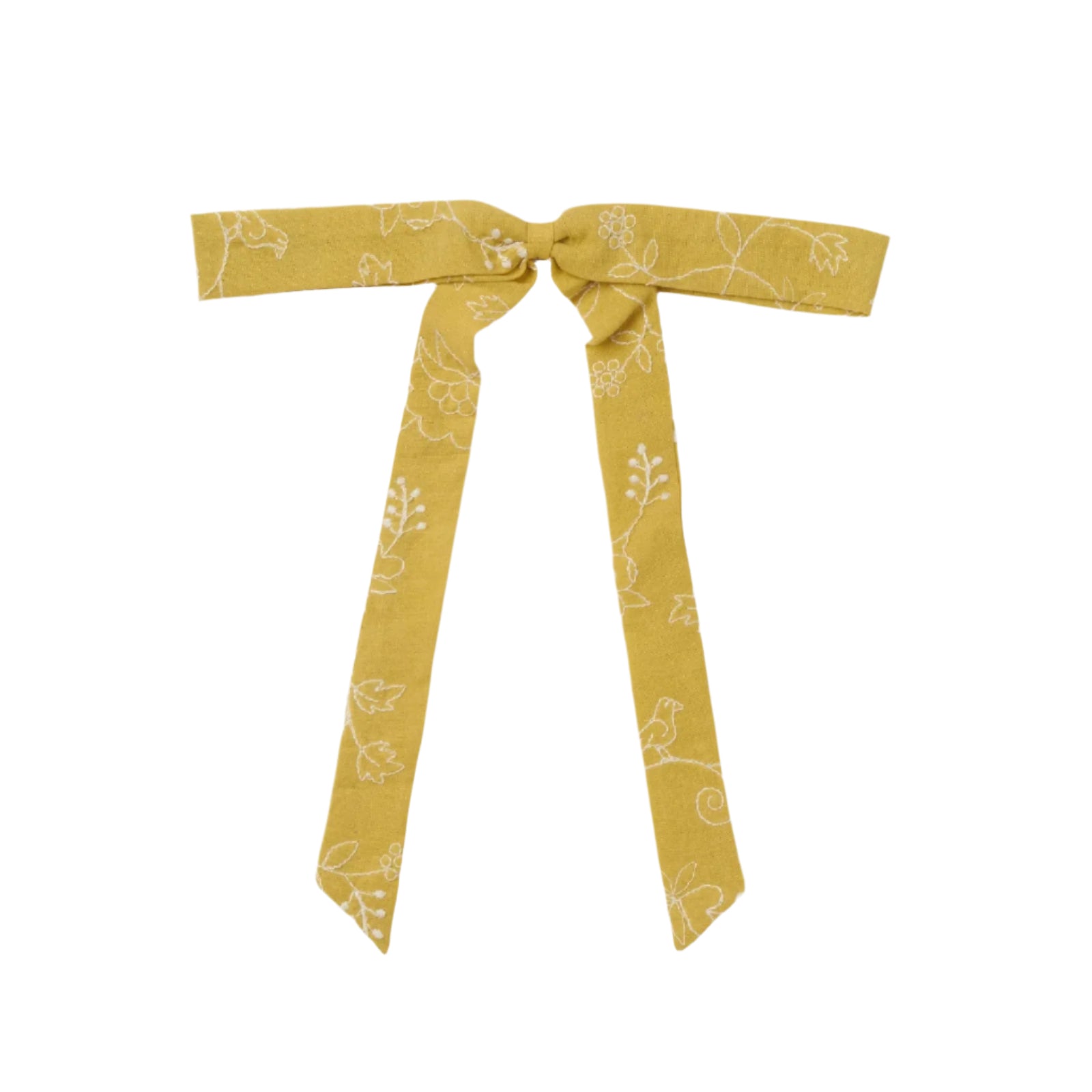 Ribbon Bow in Misted Yellow Embroidery
