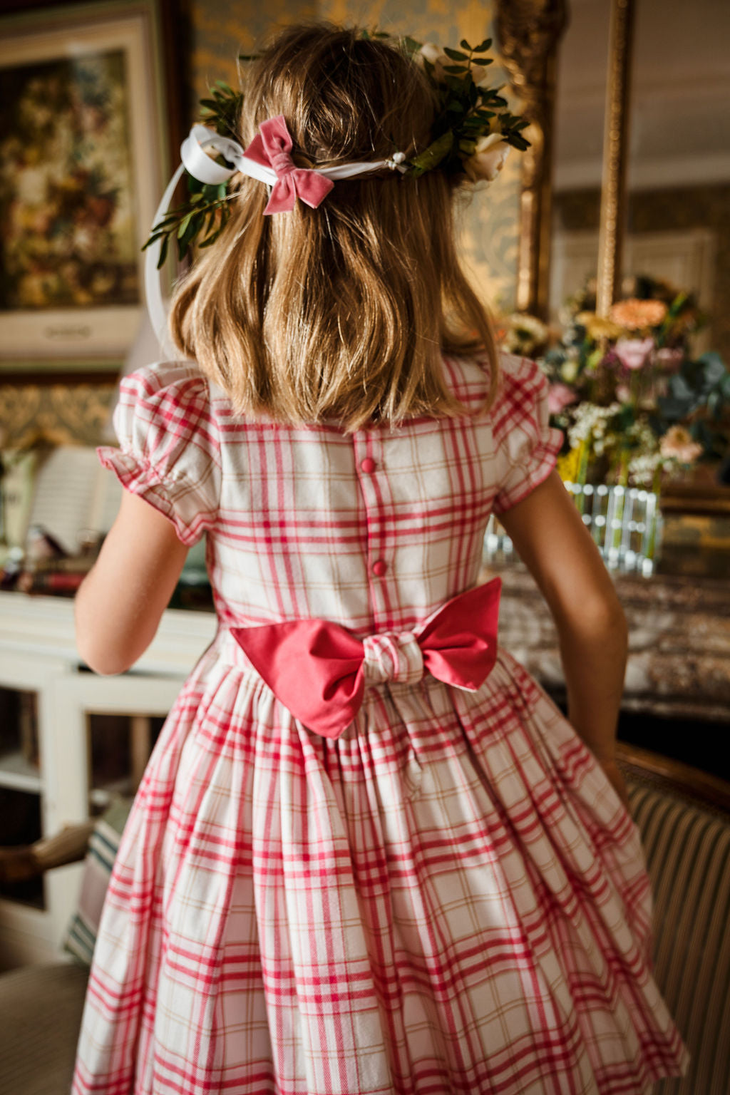 Lilibeth Pink Tartan Flannel Smocked Dress