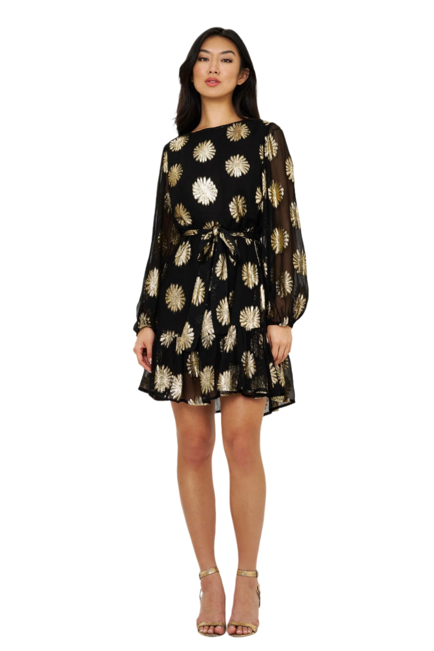 FLIRTY SHORT DRESS- PEONY BLACK