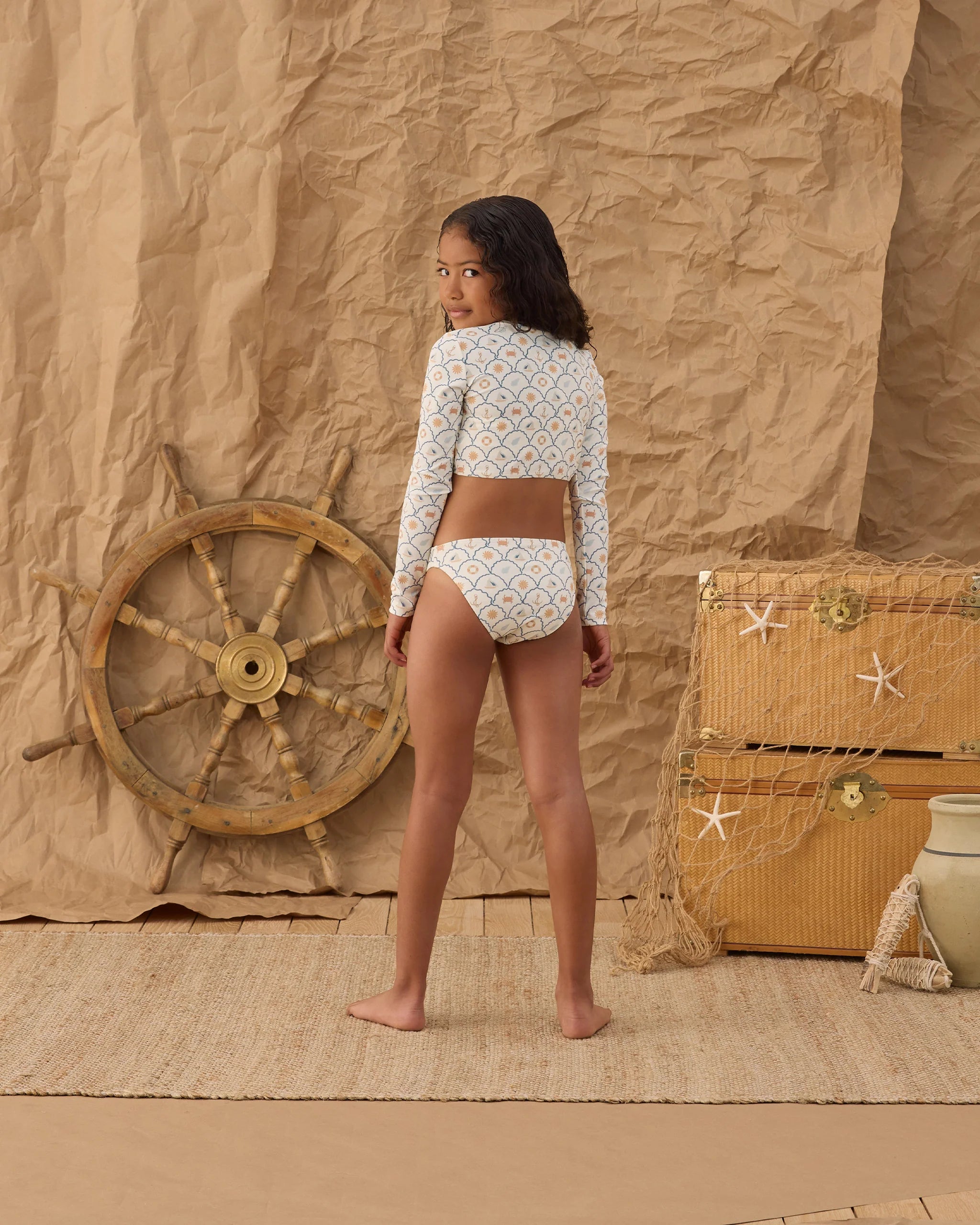 Crop Rashguard Set Nautical