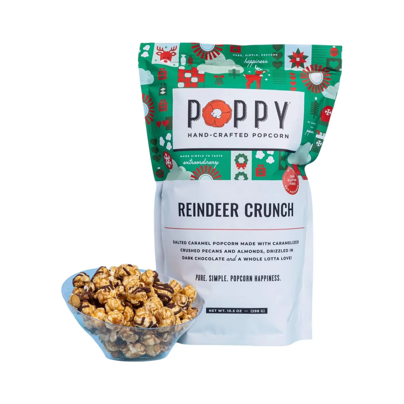 Poppy Popcorn Reindeer Crunch Holiday Gift Bag