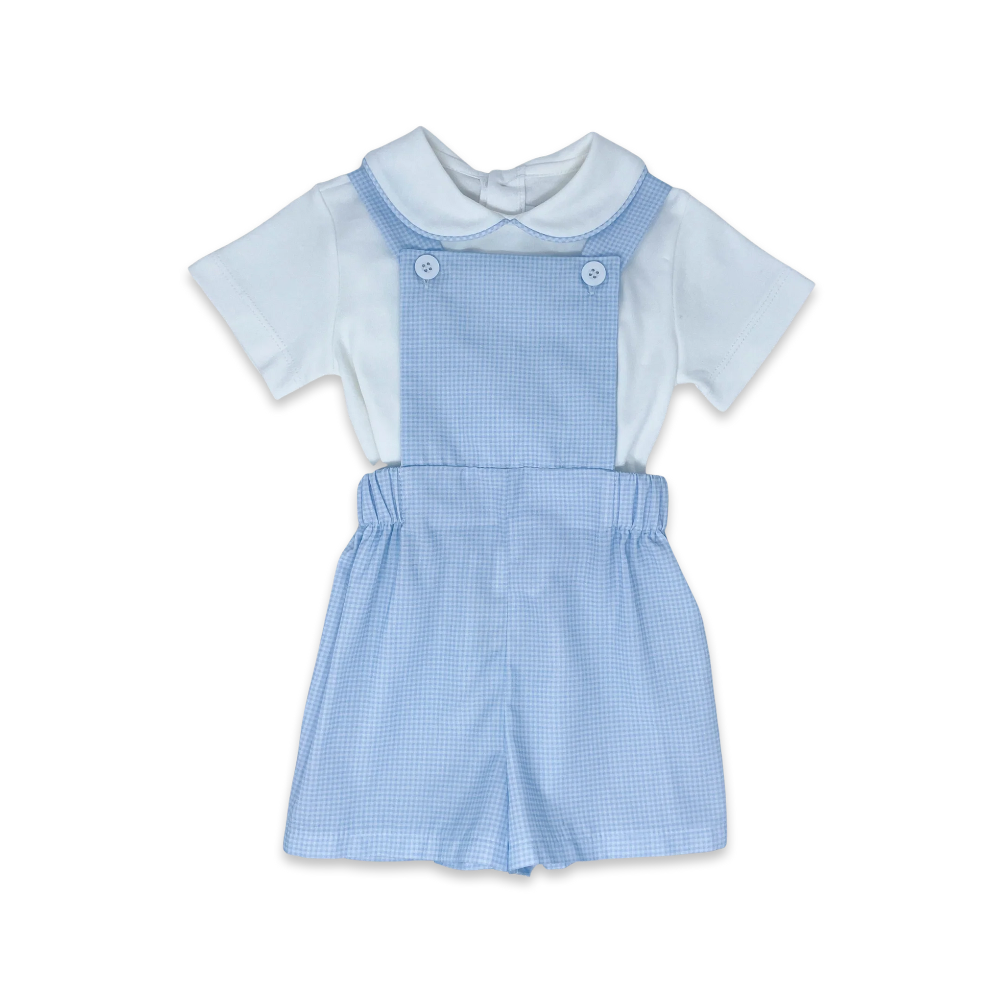 Christopher Romper Long | Baby Blue Minigingham main image 1