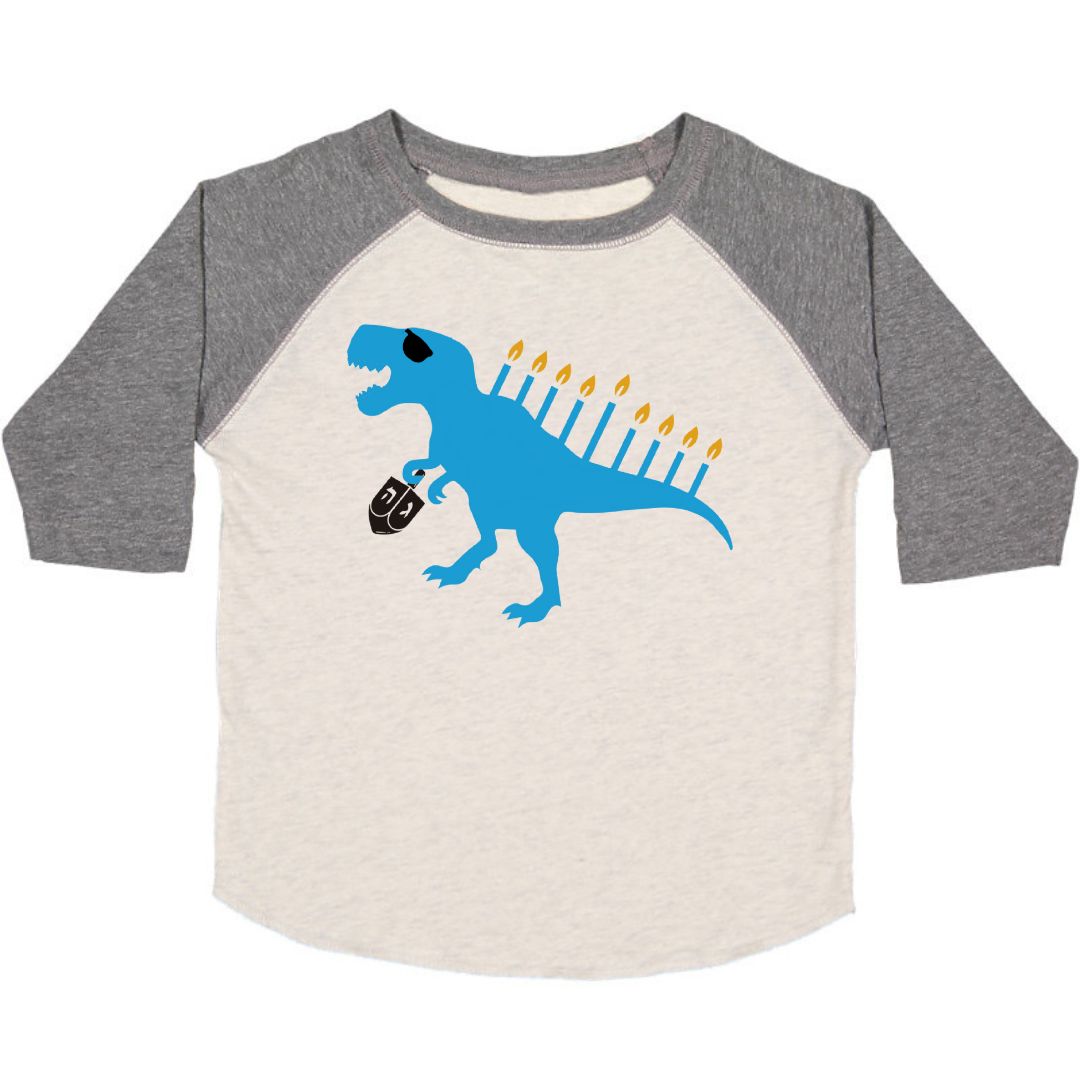 MENORASAURUS HANUKKAH 3/4 SHIRT - NATURAL/HEATHER