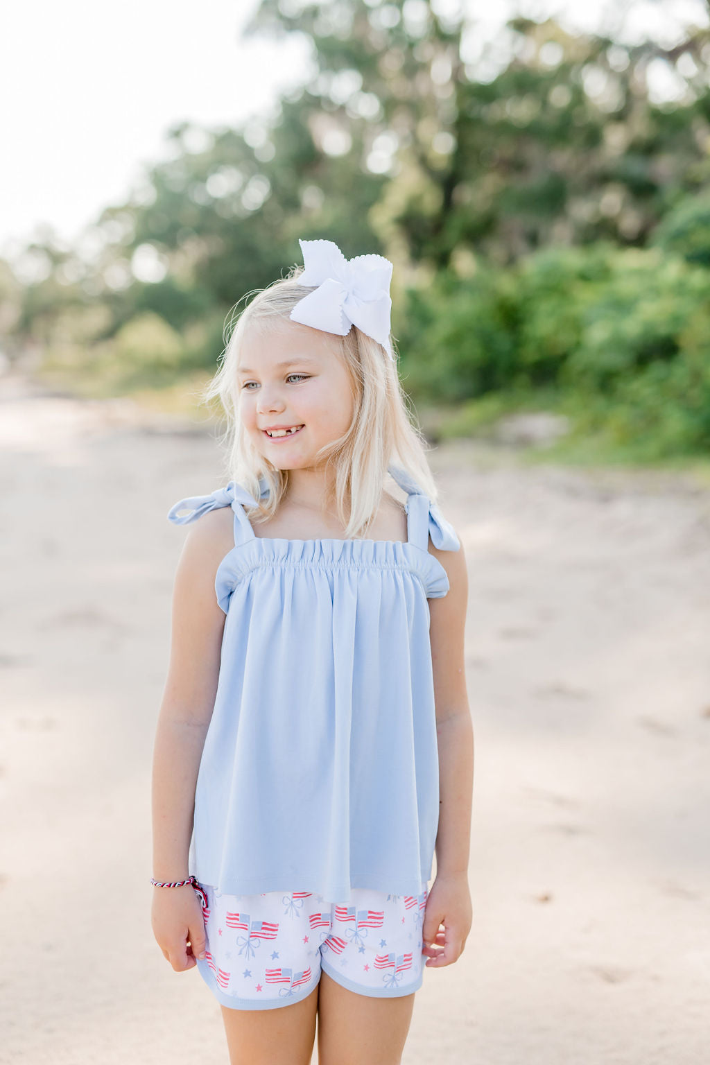 Light Blue Knit Tie Top , Our Country Sloane Short