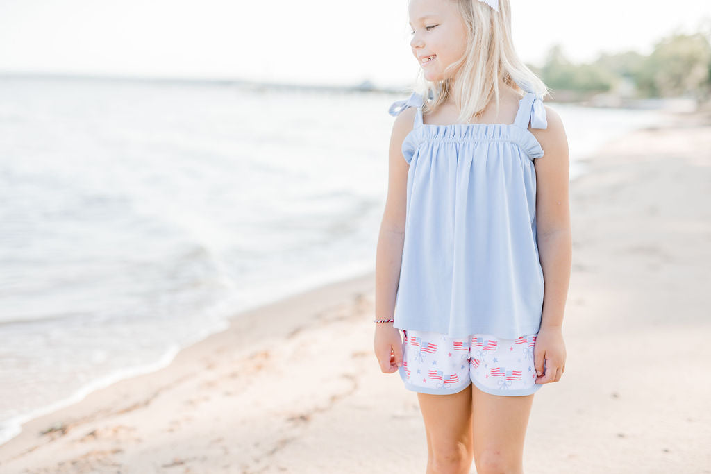 Light Blue Knit Tie Top , Our Country Sloane Short