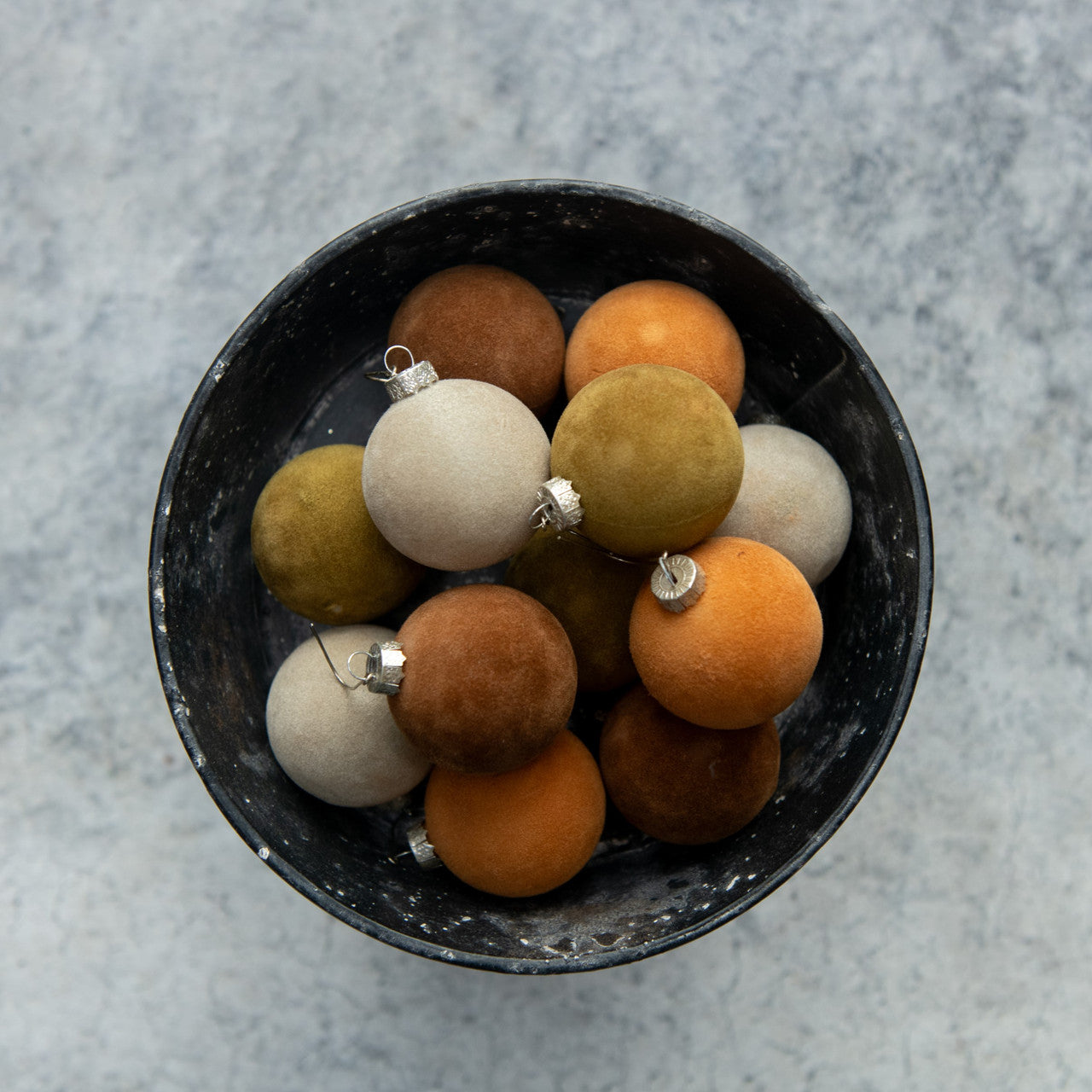 SET/ 12 - 1.75" TAN FLOCKED BALLS