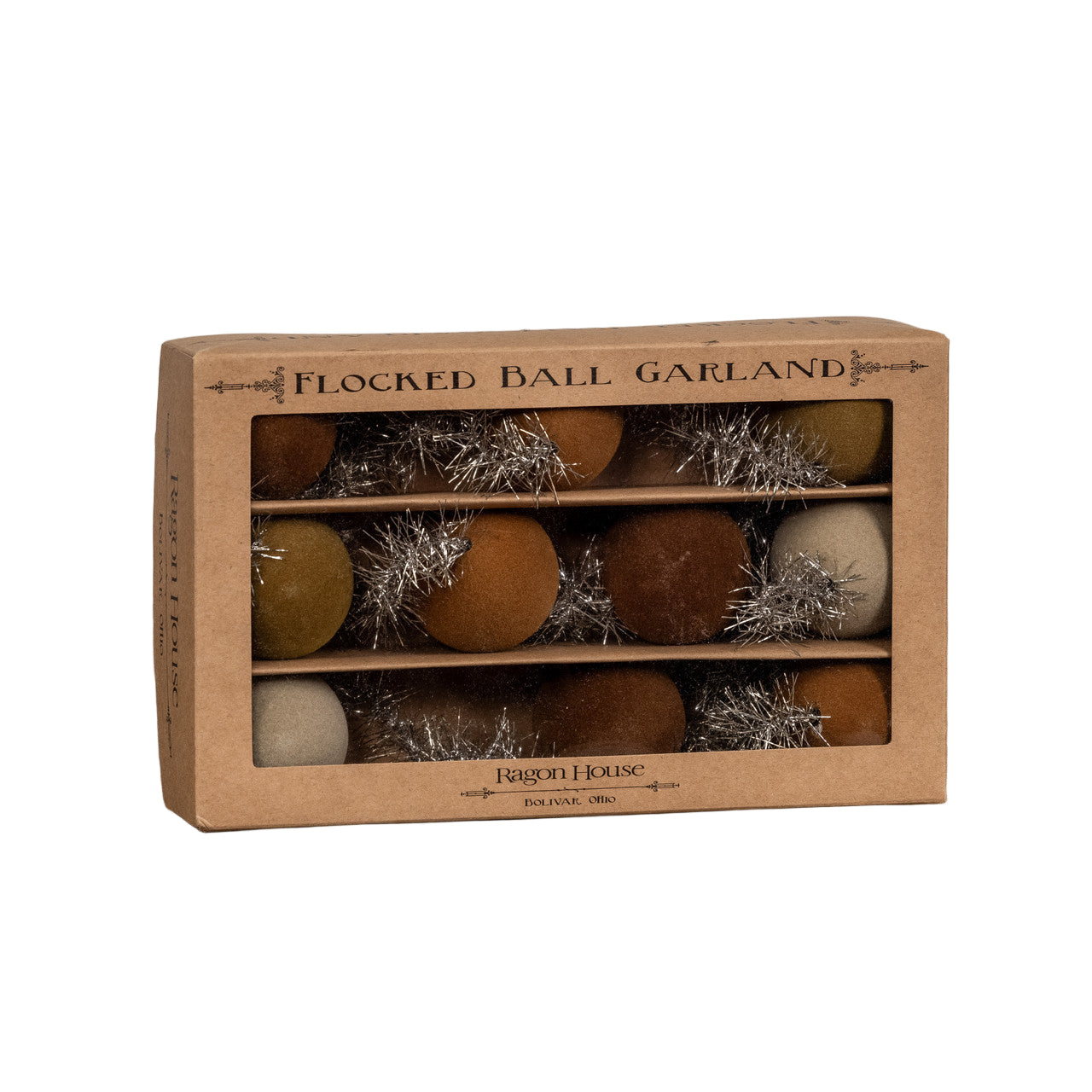 6' - GRADIENT TAN 2" FLOCKED BALL GARLAND