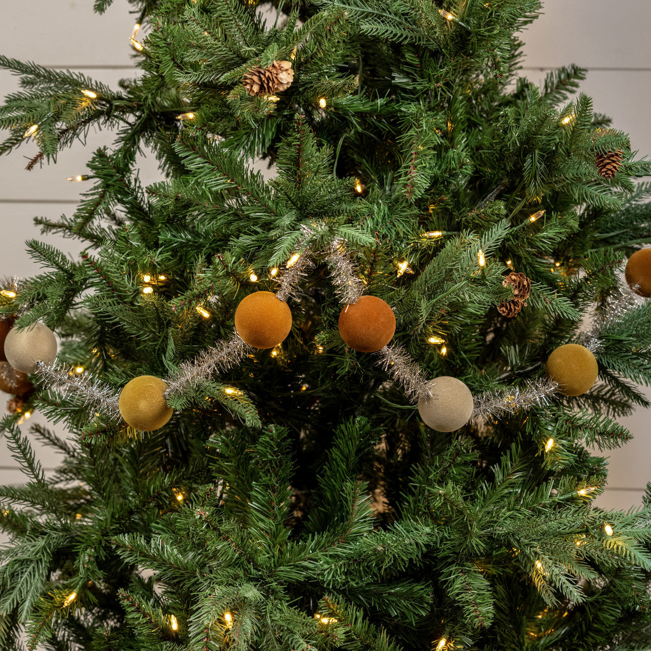 6' - GRADIENT TAN 2" FLOCKED BALL GARLAND