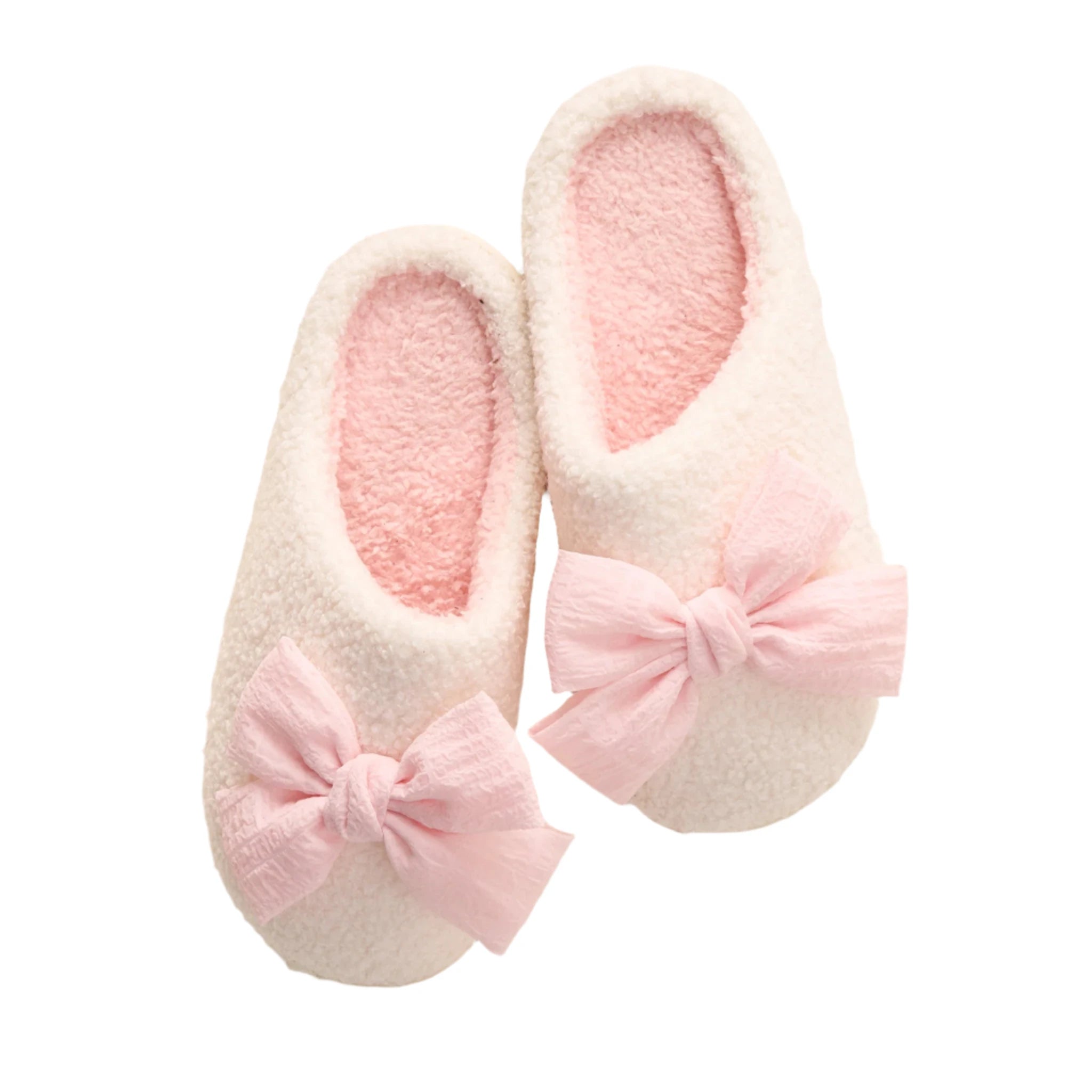 Betty Bow Blush Fuzzy Slippers