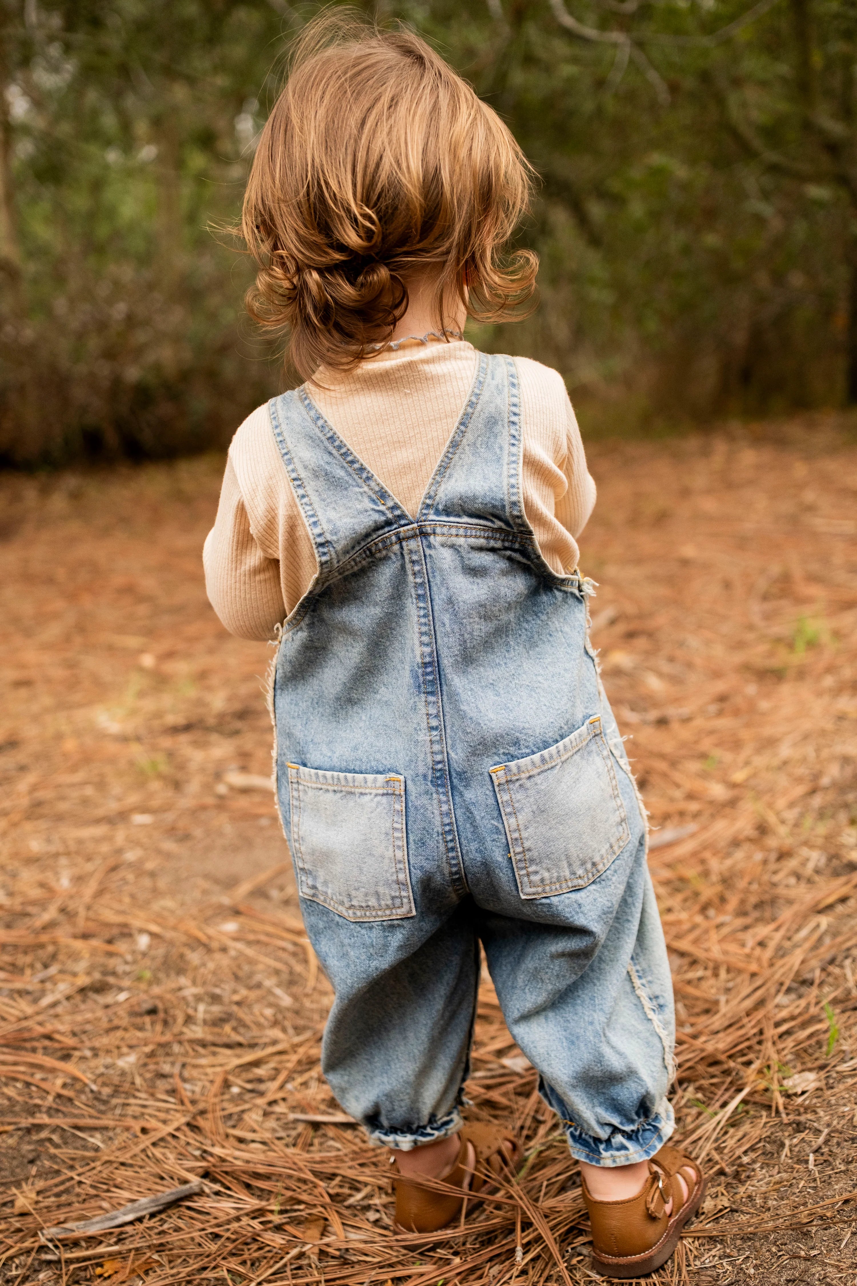 Patchwork Heart Overalls - Denim