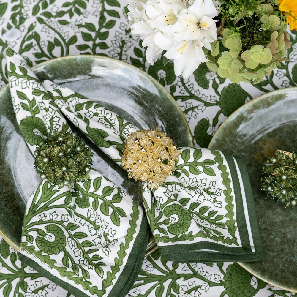 Fern Bouquet Beaded Napkin Ring | Set of 4