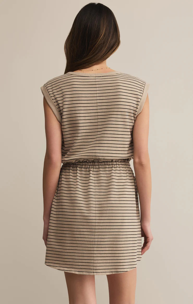 DAYSHIFT COTTON STRIPED MINI DRESS