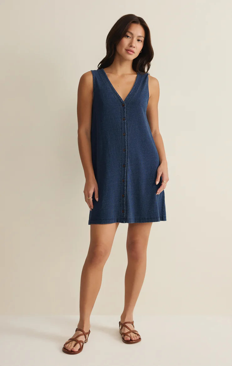 SOLACE JERSEY DENIM MINI DRESS