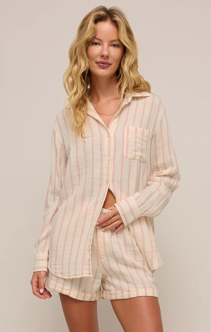 SATURDAY STRIPE GAUZE SHIRT