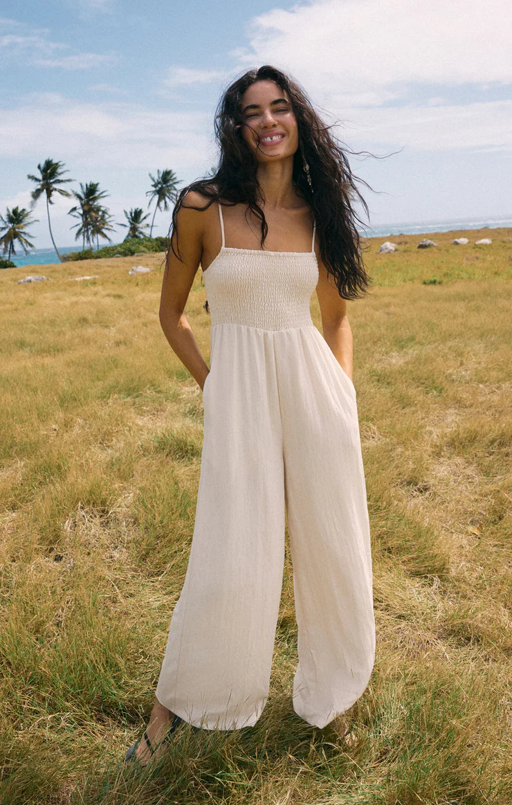 BEACHSIDE SMOCKED JUMPSUIT