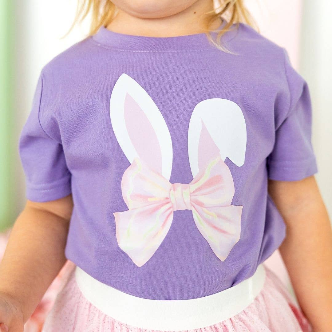 Bunny Bow Easter Short Sleeve T-Shirt - Lavender - Kids